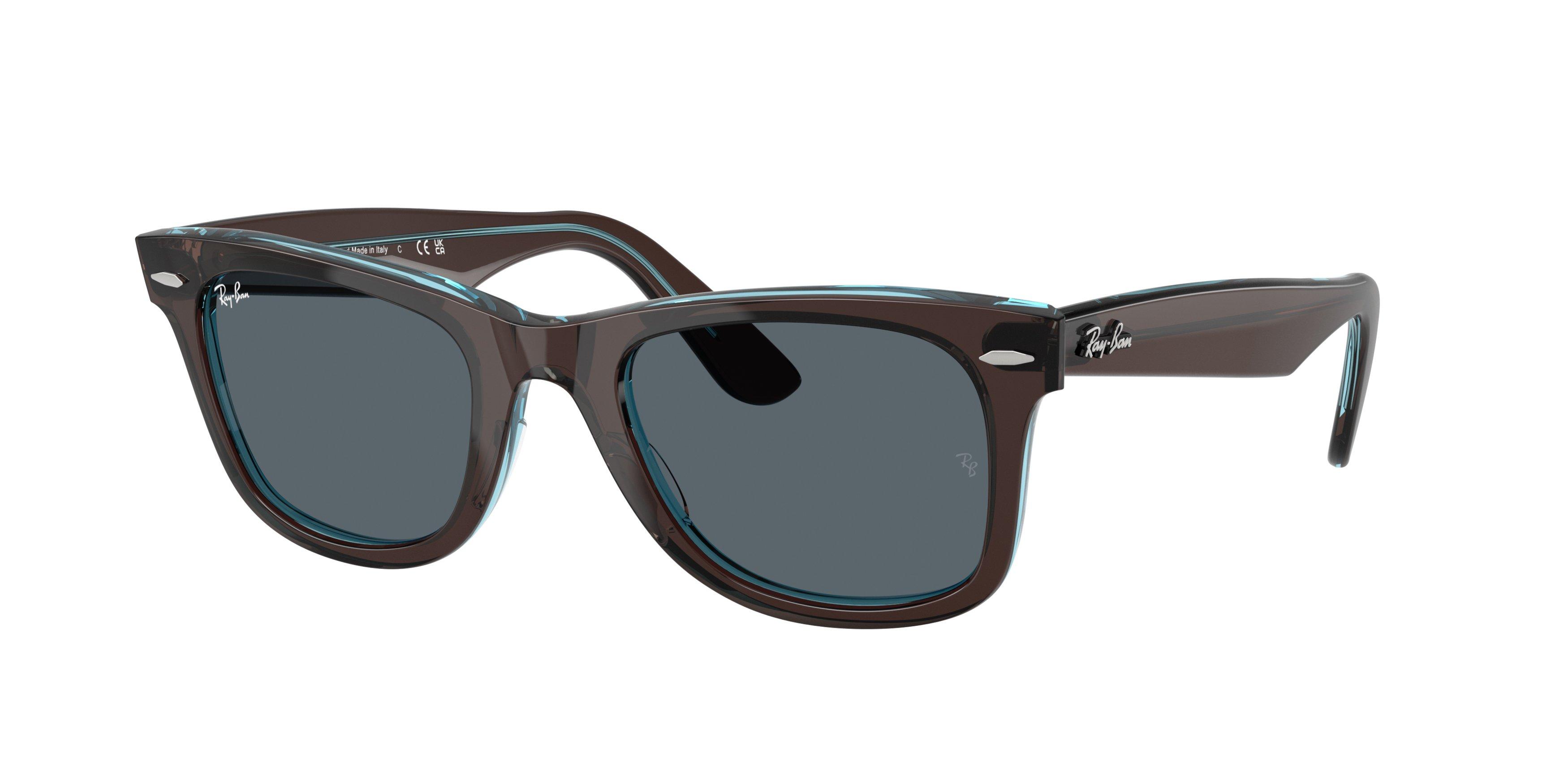 Ray-Ban Original Wayfarer Classic Blue Sunglasses &ndash; Brown on Transparent - BROWN Thumbnail View 1