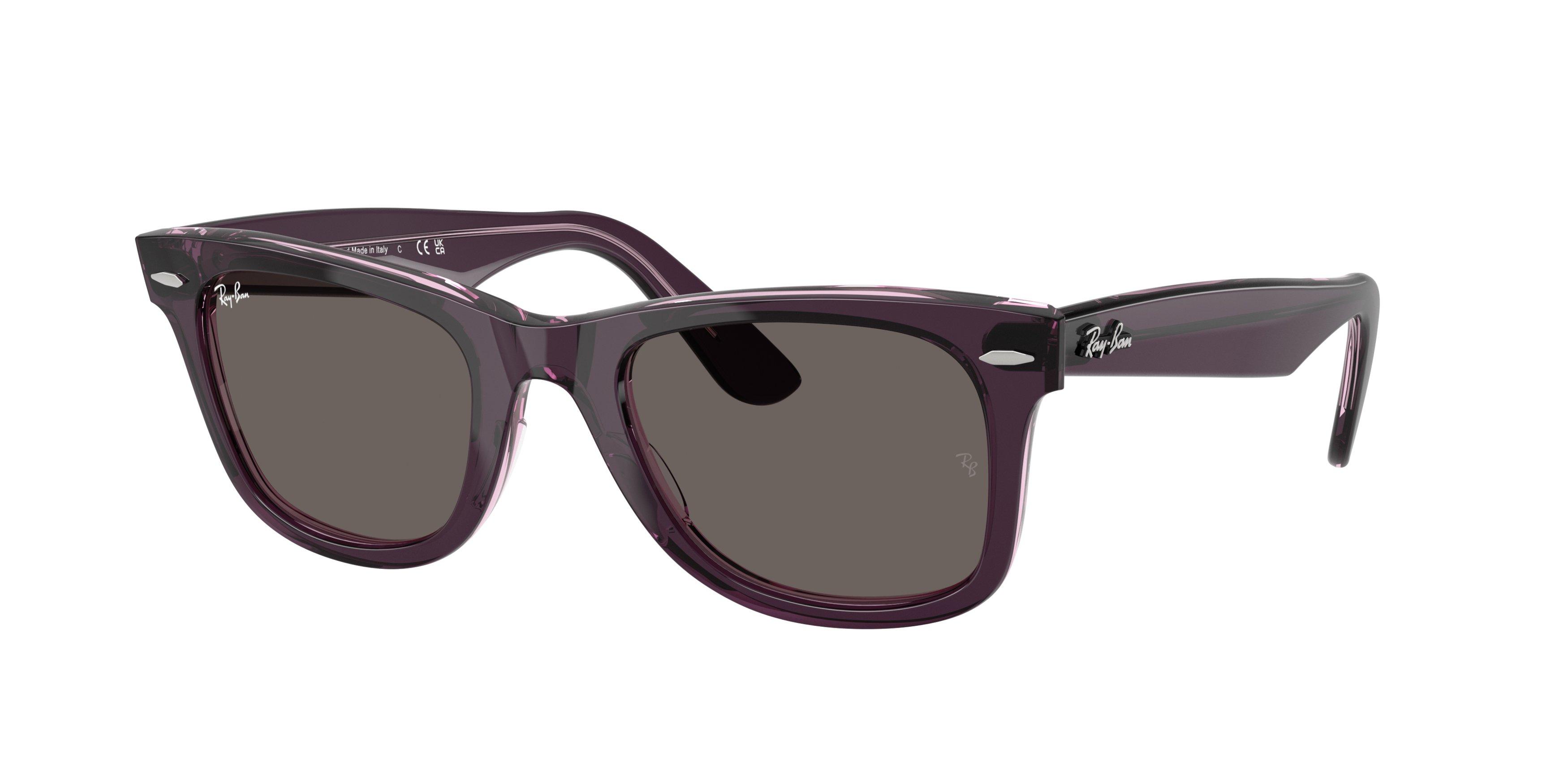 Ray-Ban Original Wayfarer Classic Grey Sunglasses &ndash; Purple on Transparent - PURPLE Thumbnail View 1