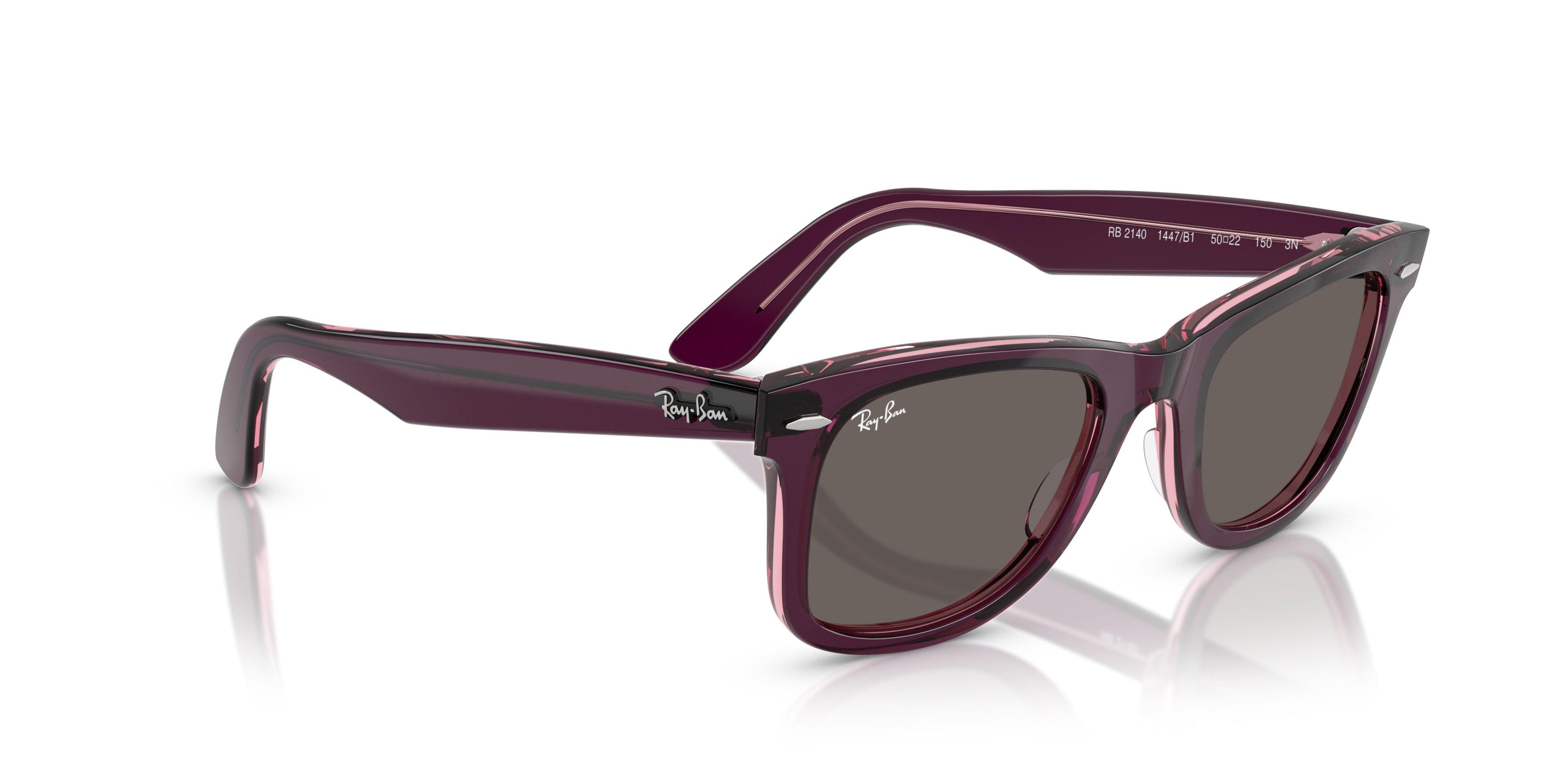 Ray-Ban Original Wayfarer Classic Grey Sunglasses &ndash; Purple on Transparent - PURPLE Thumbnail View 4