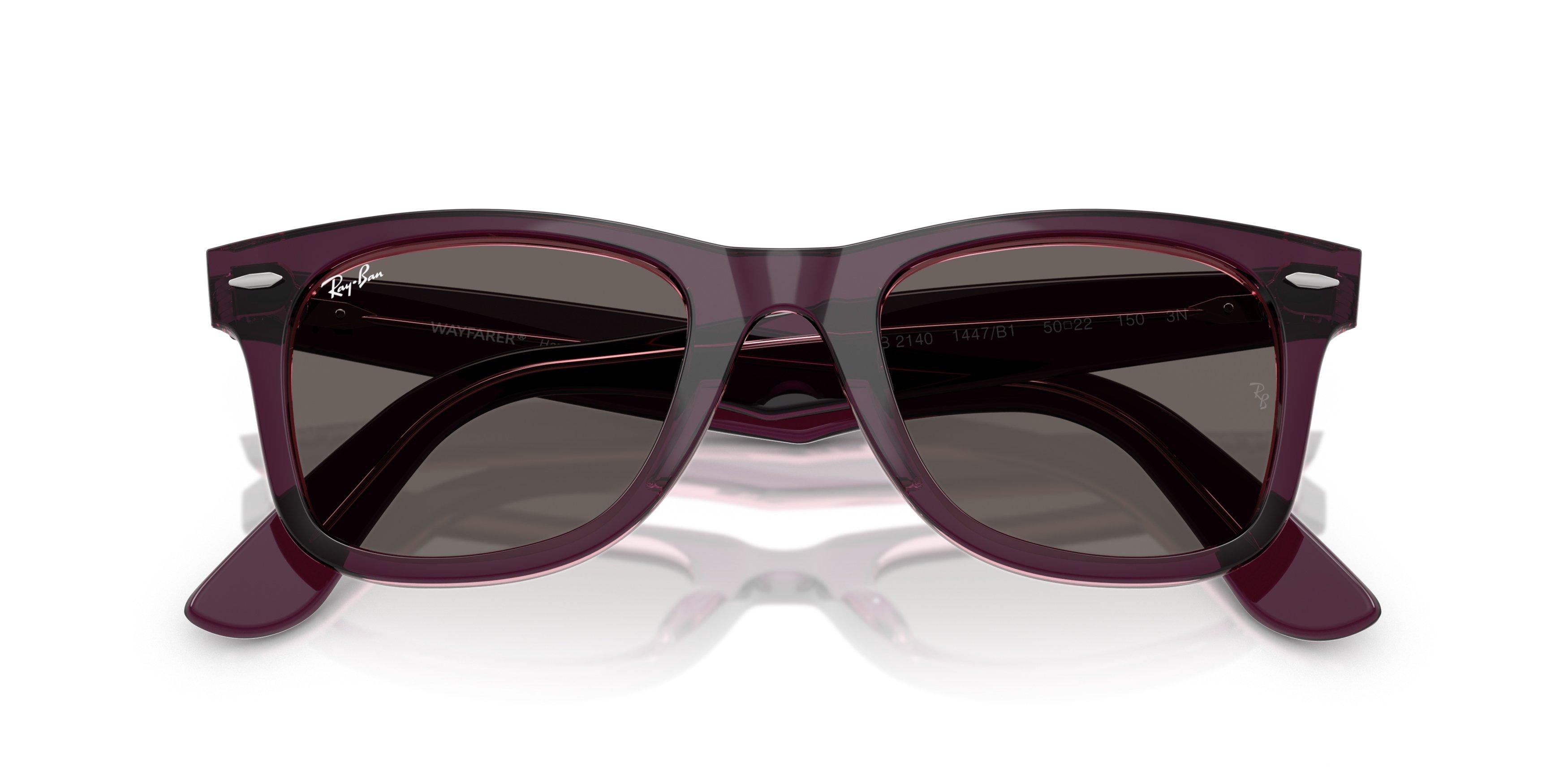 Ray-Ban Original Wayfarer Classic Grey Sunglasses &ndash; Purple on Transparent - PURPLE Thumbnail View 6