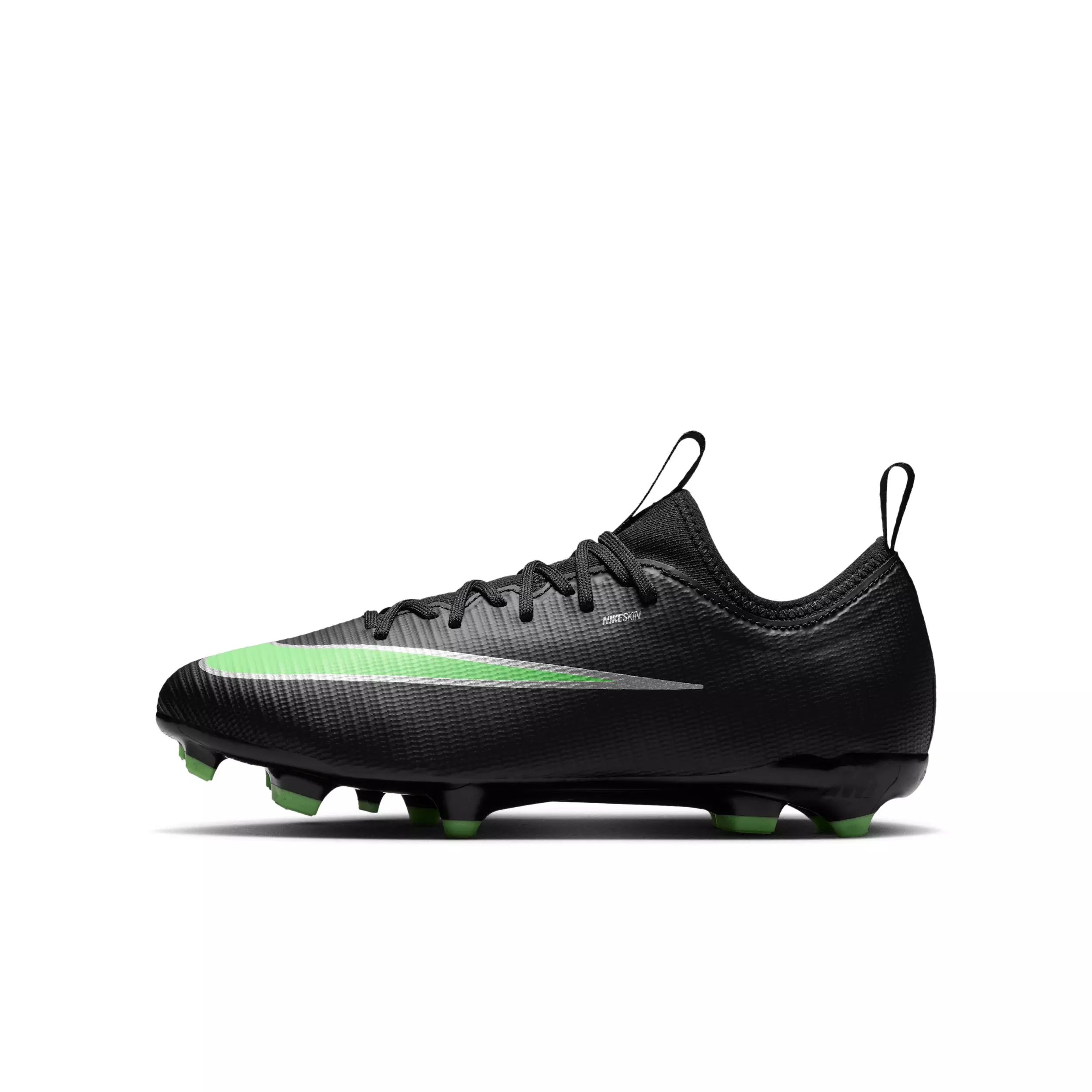 Nike Mercurial Vapor 17 Academy MG "Black/Black/Illusion Green" Grade School Kids' Soccer Cleat - BLACK/BLACK/GREEN