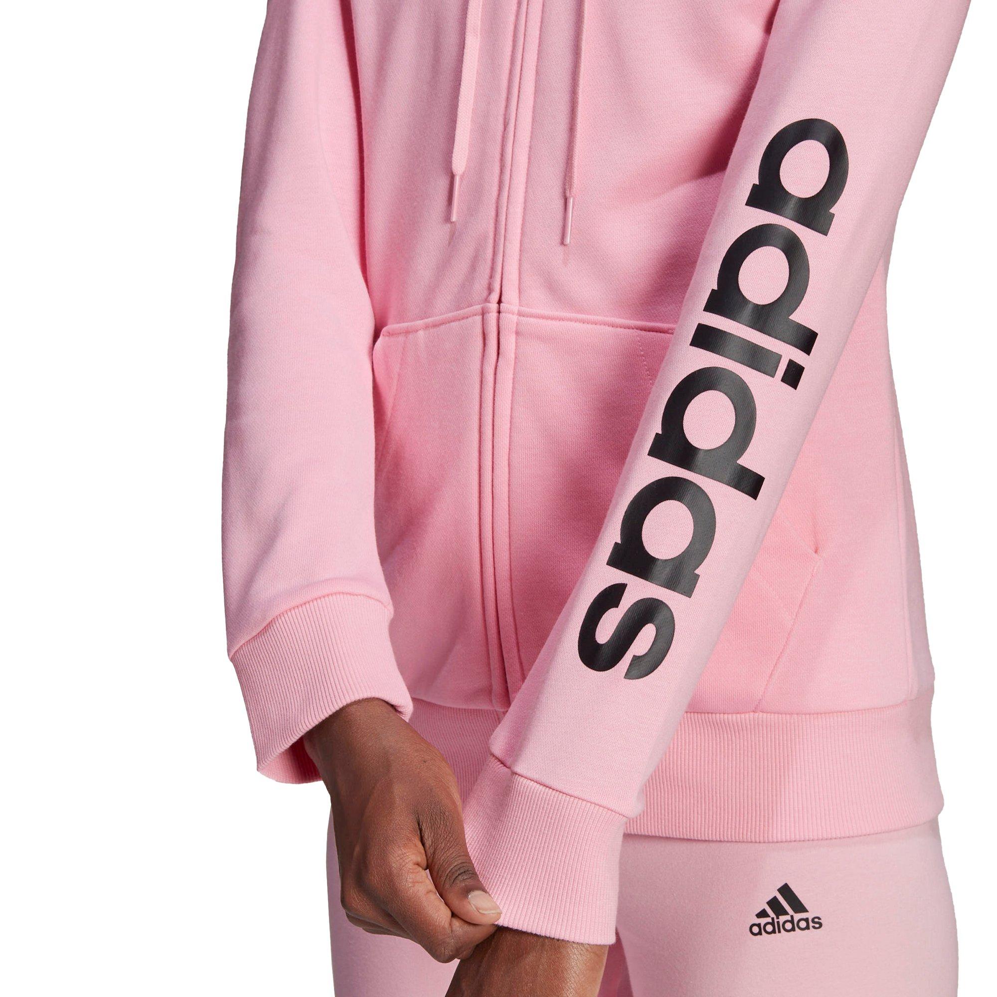 Adidas pink linear discount hoodie