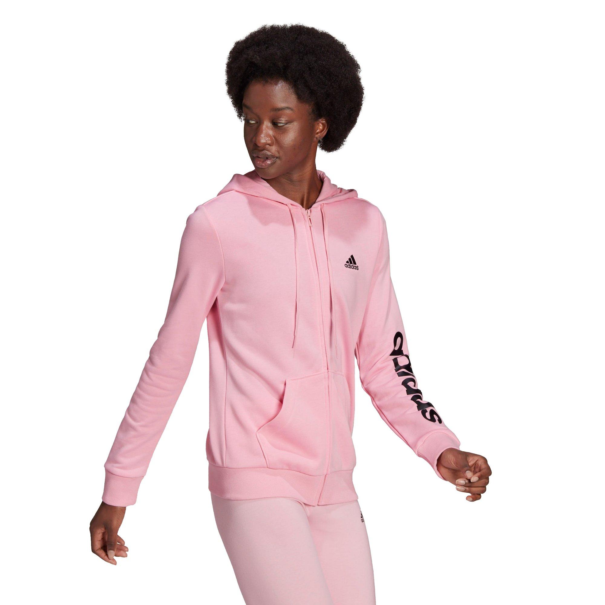 adidas Women s Essentials Logo Full Zip Pink Hoodie Hibbett