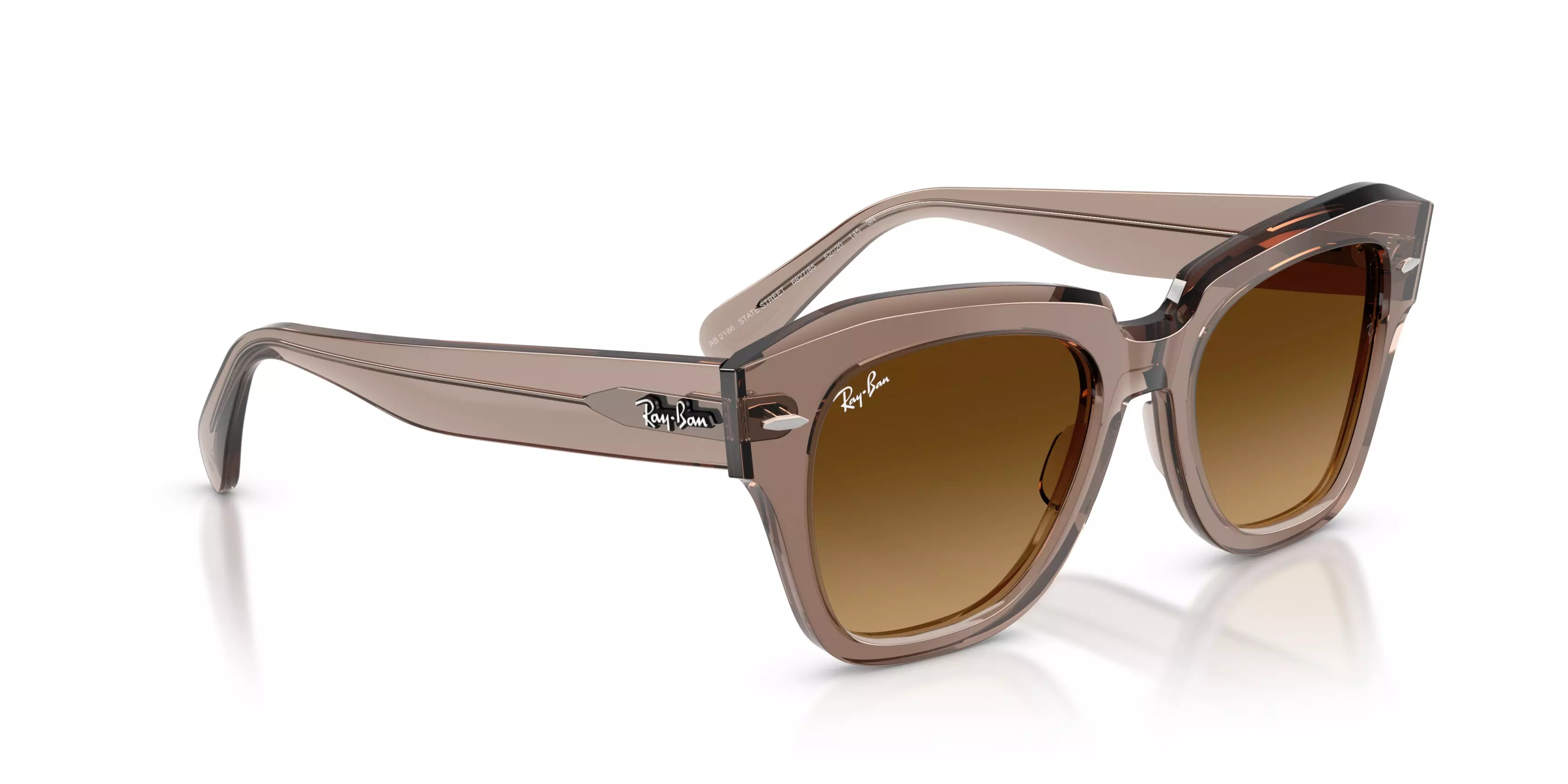 Ray-Ban State Street Brown Gradient Sunglasses – Transparent Light Brown - BROWN