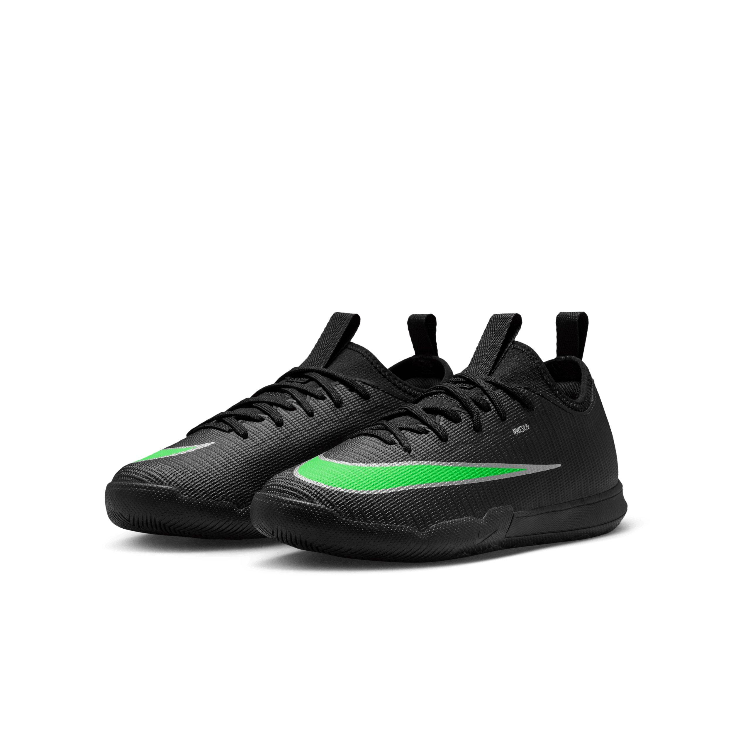 Nike Mercurial Vapor 17 Academy IC "Black/Black/Illusion Green" Grade School Kids' Soccer Shoe - BLACK/BLACK/GREEN Thumbnail View 3