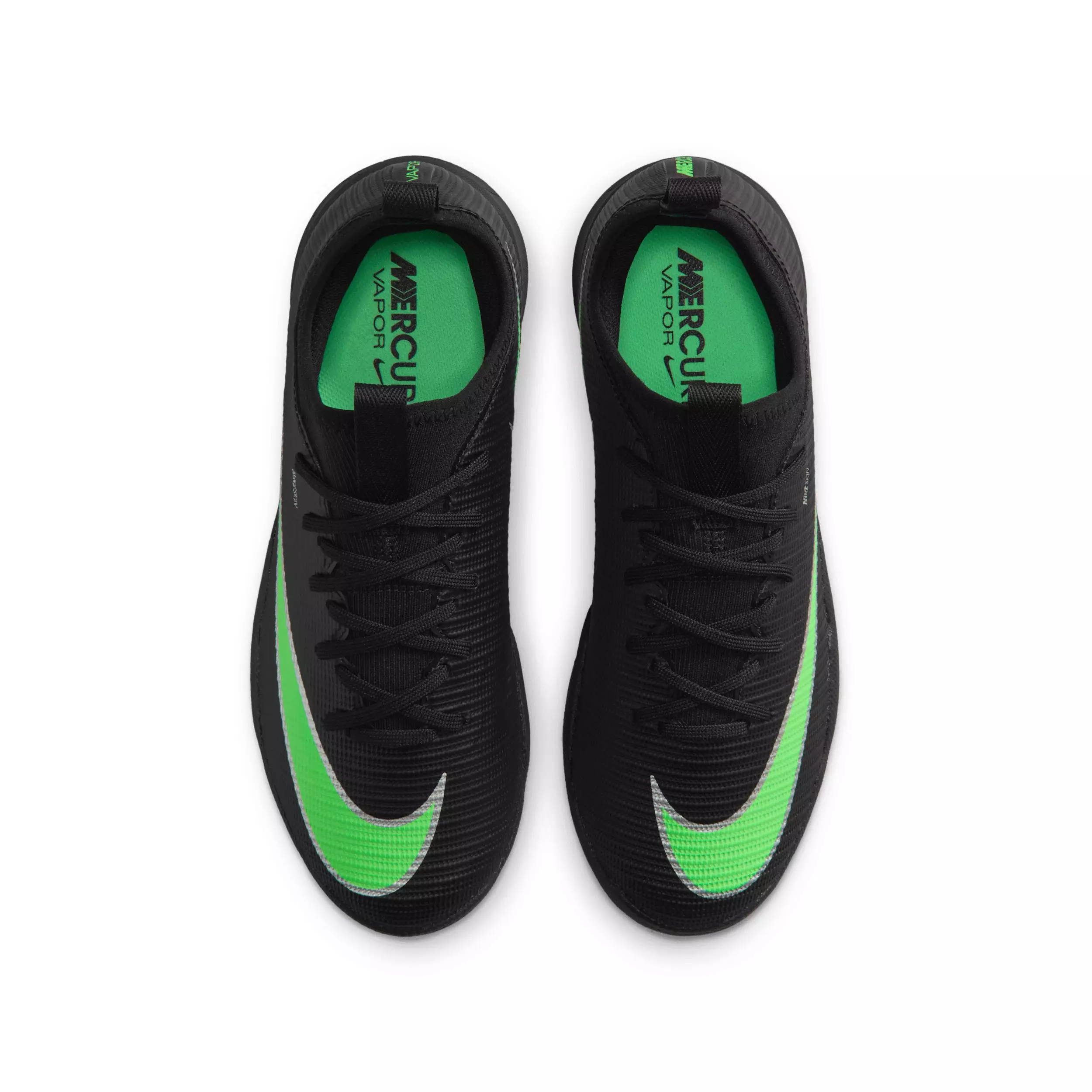 Nike Mercurial Vapor 17 Academy IC "Black/Black/Illusion Green" Grade School Kids' Soccer Shoe - BLACK/BLACK/GREEN