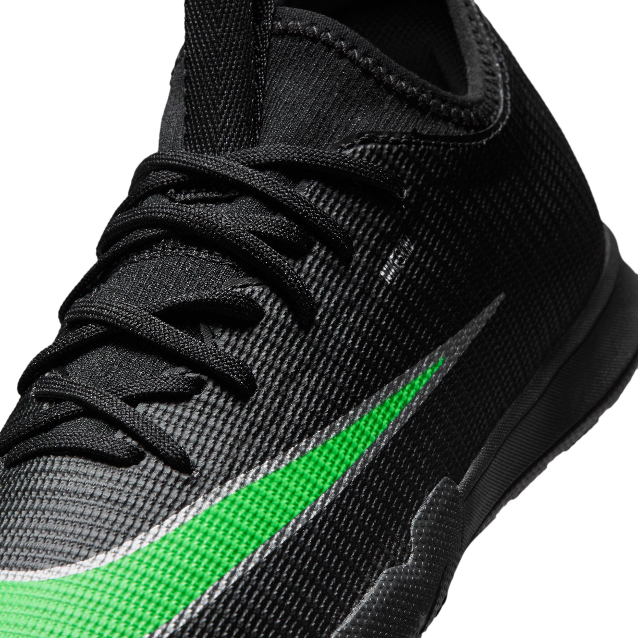 Nike Mercurial Vapor 17 Academy IC "Black/Black/Illusion Green" Grade School Kids' Soccer Shoe - BLACK/BLACK/GREEN Thumbnail View 7