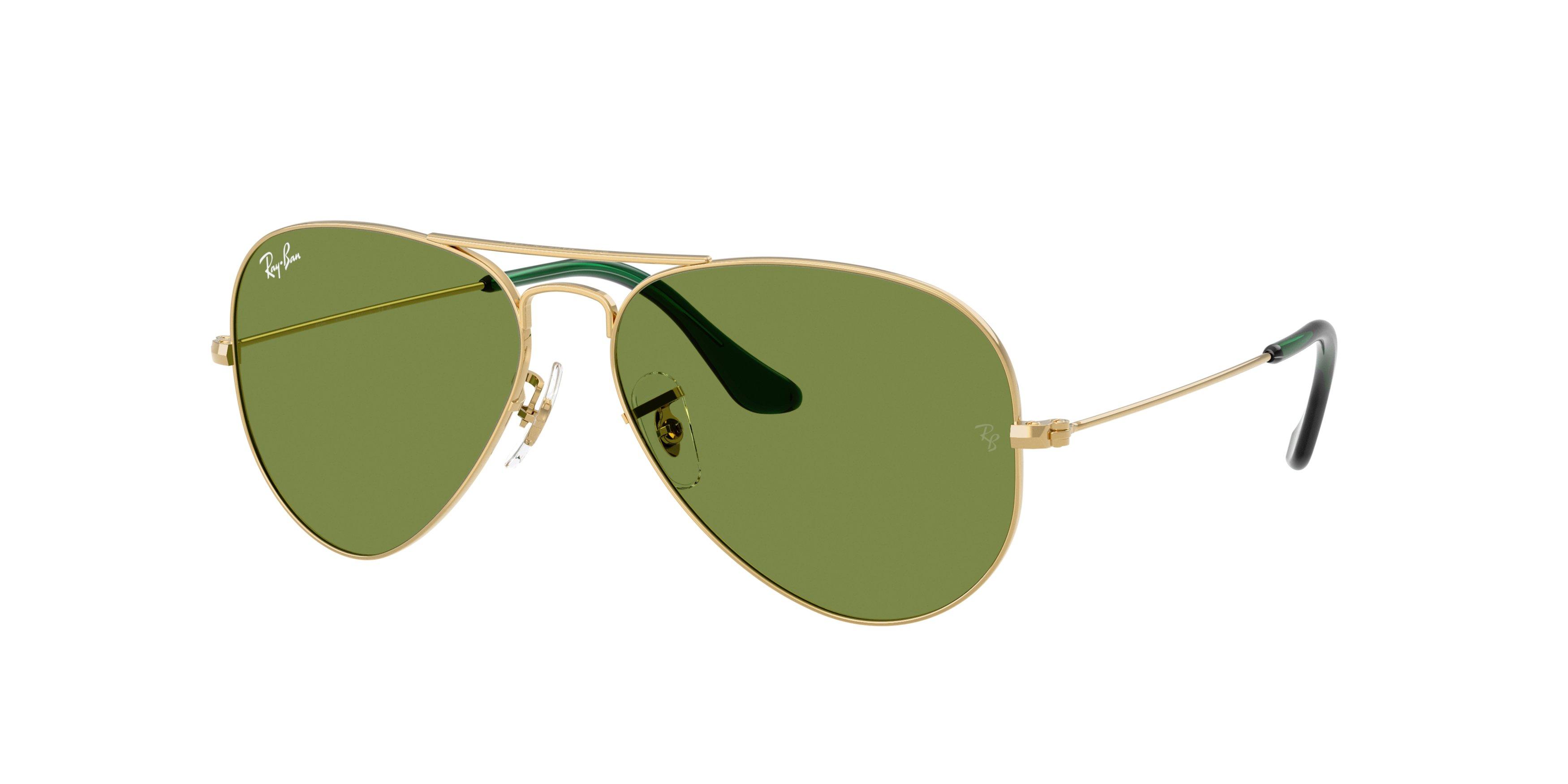 Ray-Ban Style Aviator Large Green Sunglasses &ndash; Arista Gold - GOLD/GREEN Thumbnail View 1