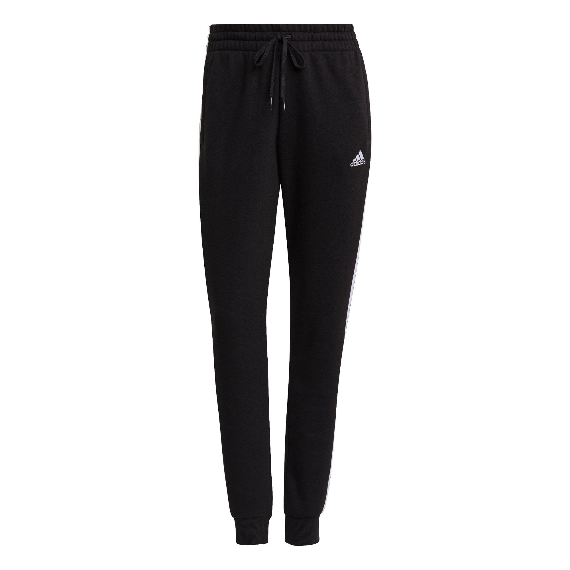 adidas Women's Black/White Fleece 3-Stripes Pants