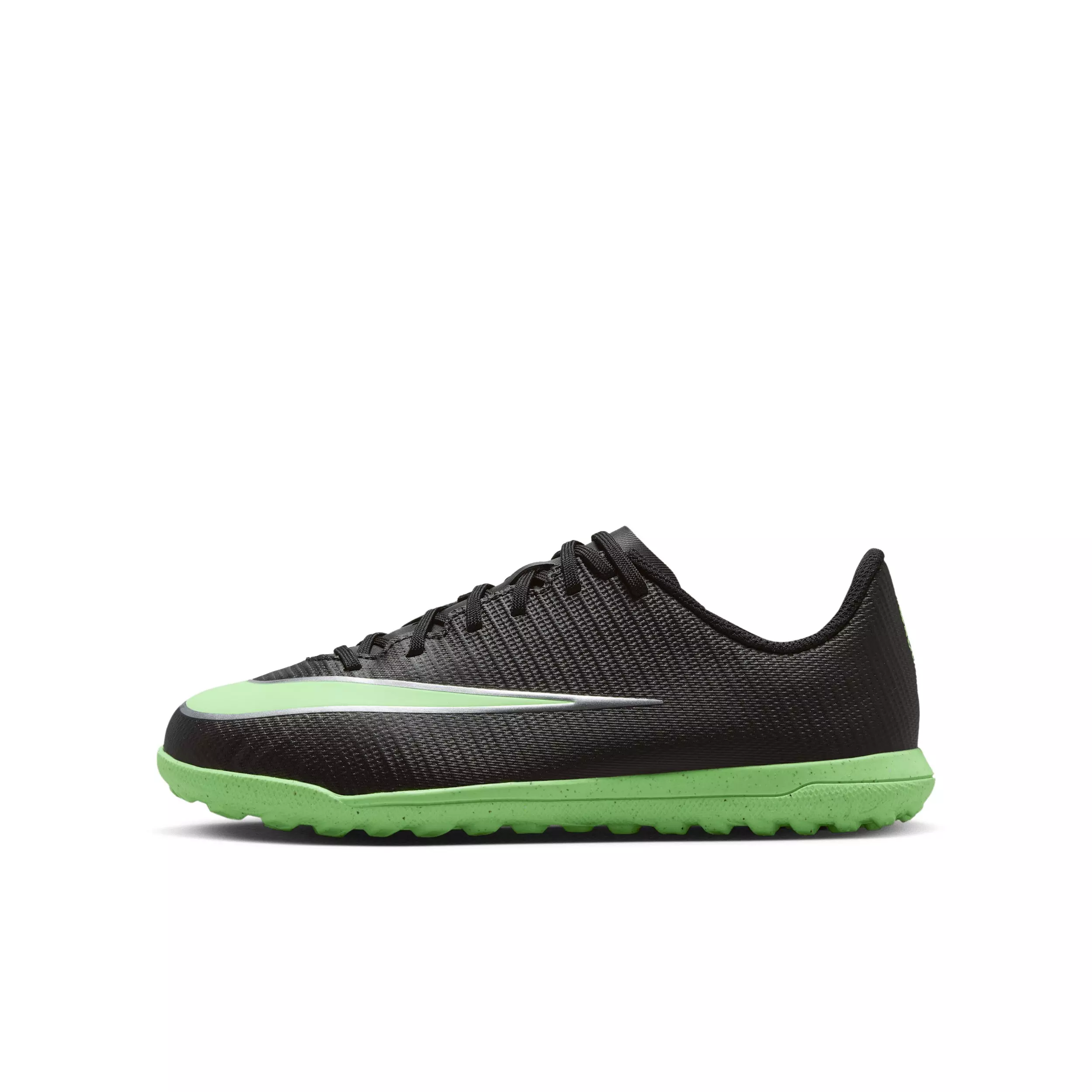 Nike Mercurial Vapor 17 Club Turf "Black/Black/Illusion Green" Grade School Kids' Soccer Shoe - BLACK/BLACK/GREEN