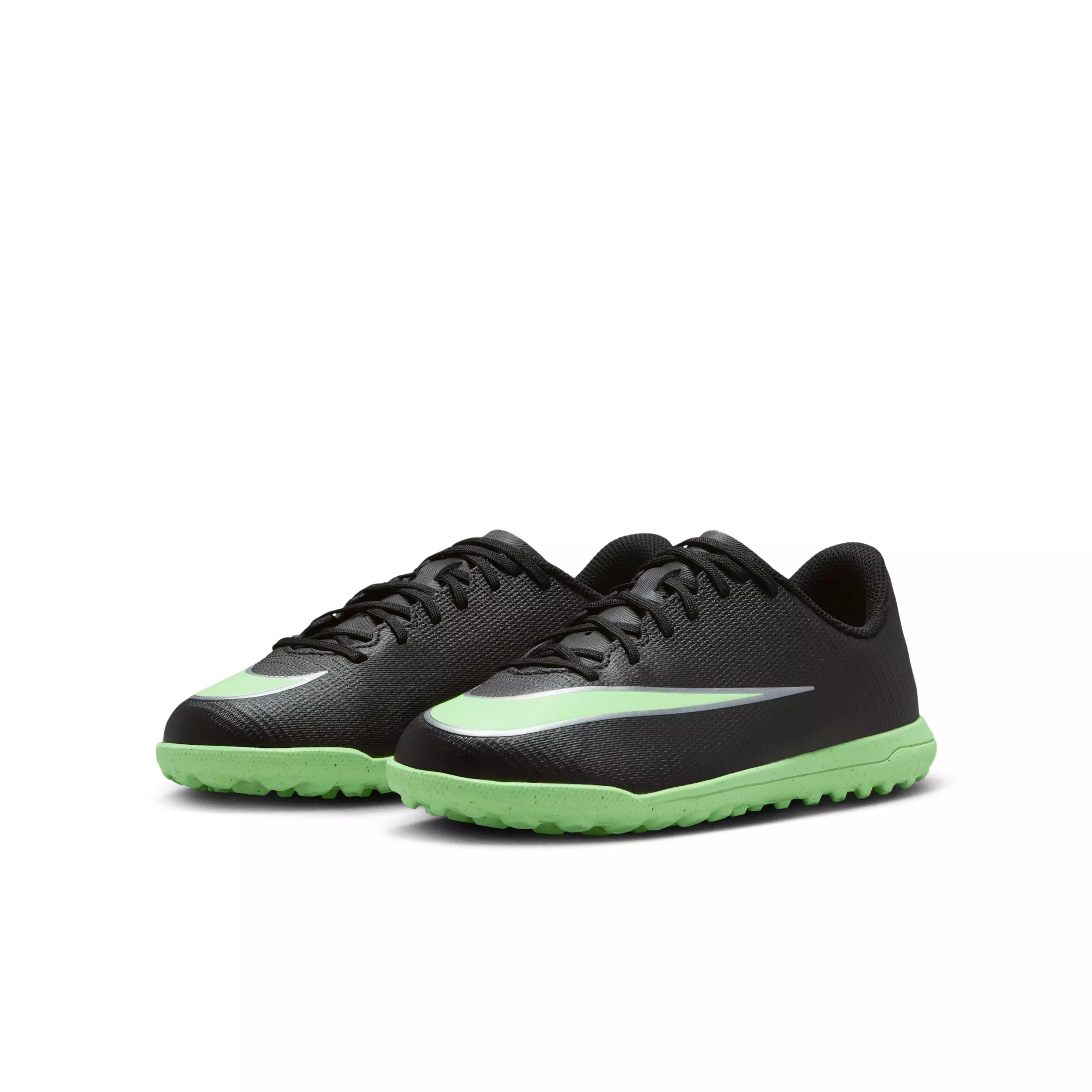 Nike Mercurial Vapor 17 Club Turf "Black/Black/Illusion Green" Grade School Kids' Soccer Shoe - BLACK/BLACK/GREEN