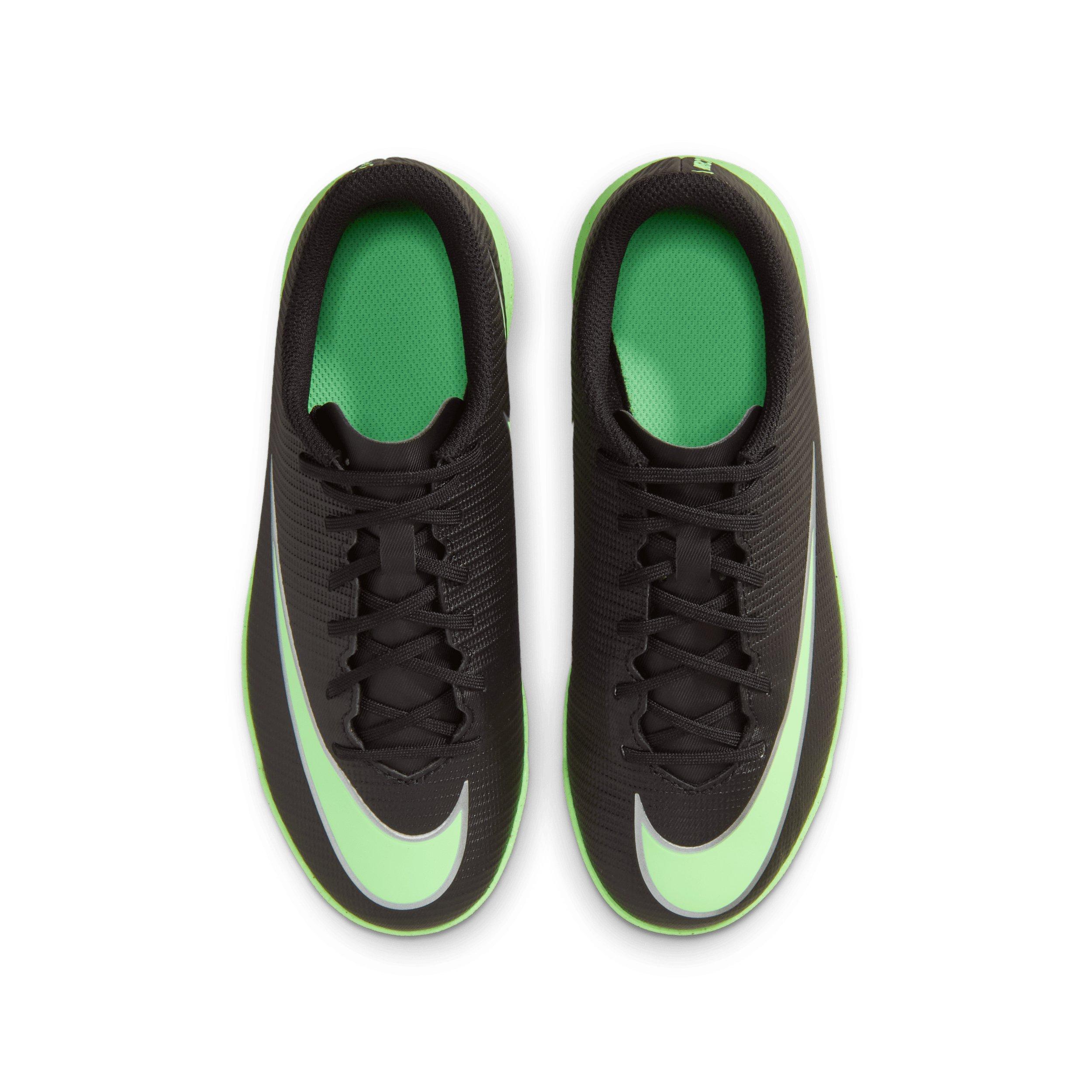 Nike Mercurial Vapor 17 Club Turf "Black/Black/Illusion Green" Grade School Kids' Soccer Shoe - BLACK/BLACK/GREEN Thumbnail View 4
