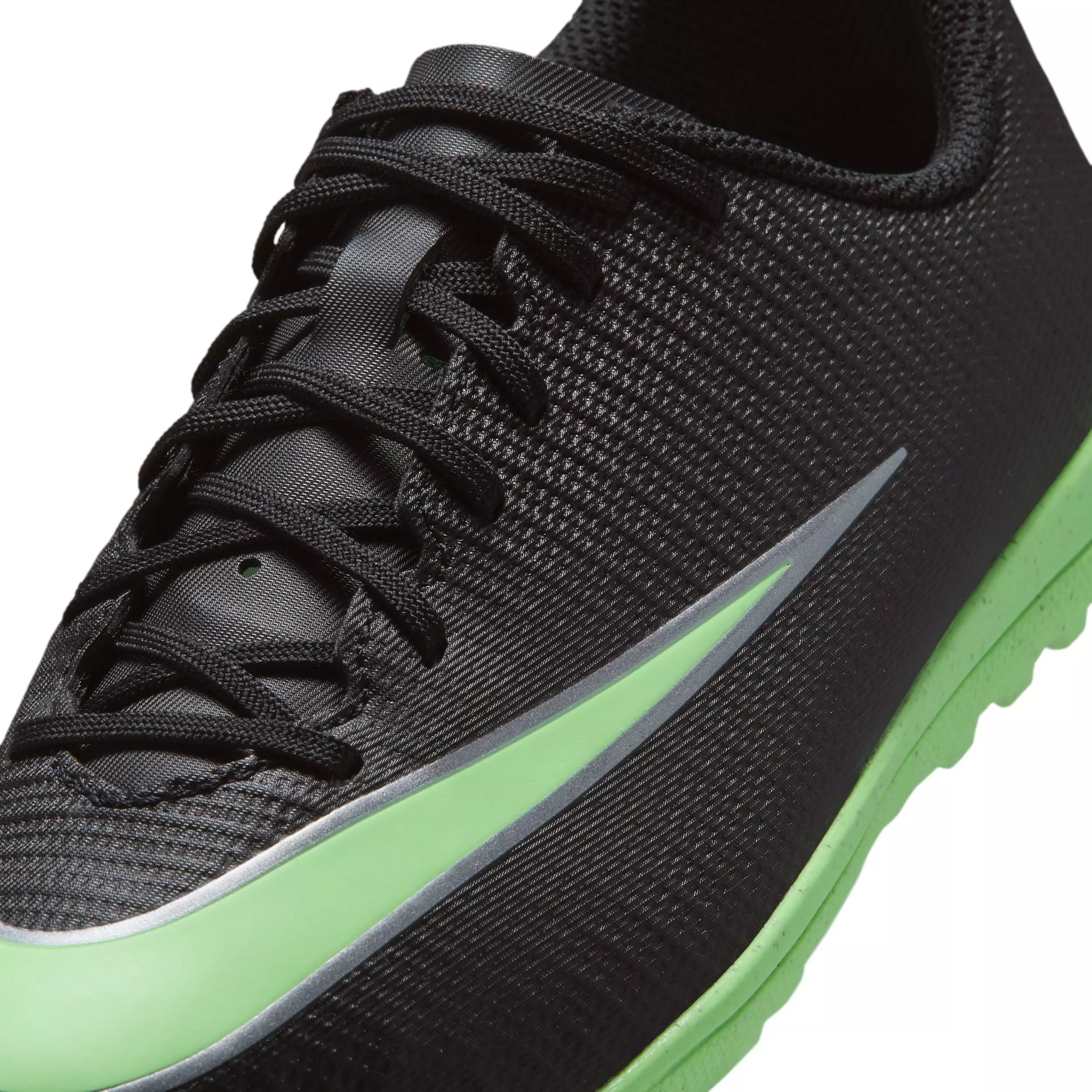 Nike Mercurial Vapor 17 Club Turf "Black/Black/Illusion Green" Grade School Kids' Soccer Shoe - BLACK/BLACK/GREEN