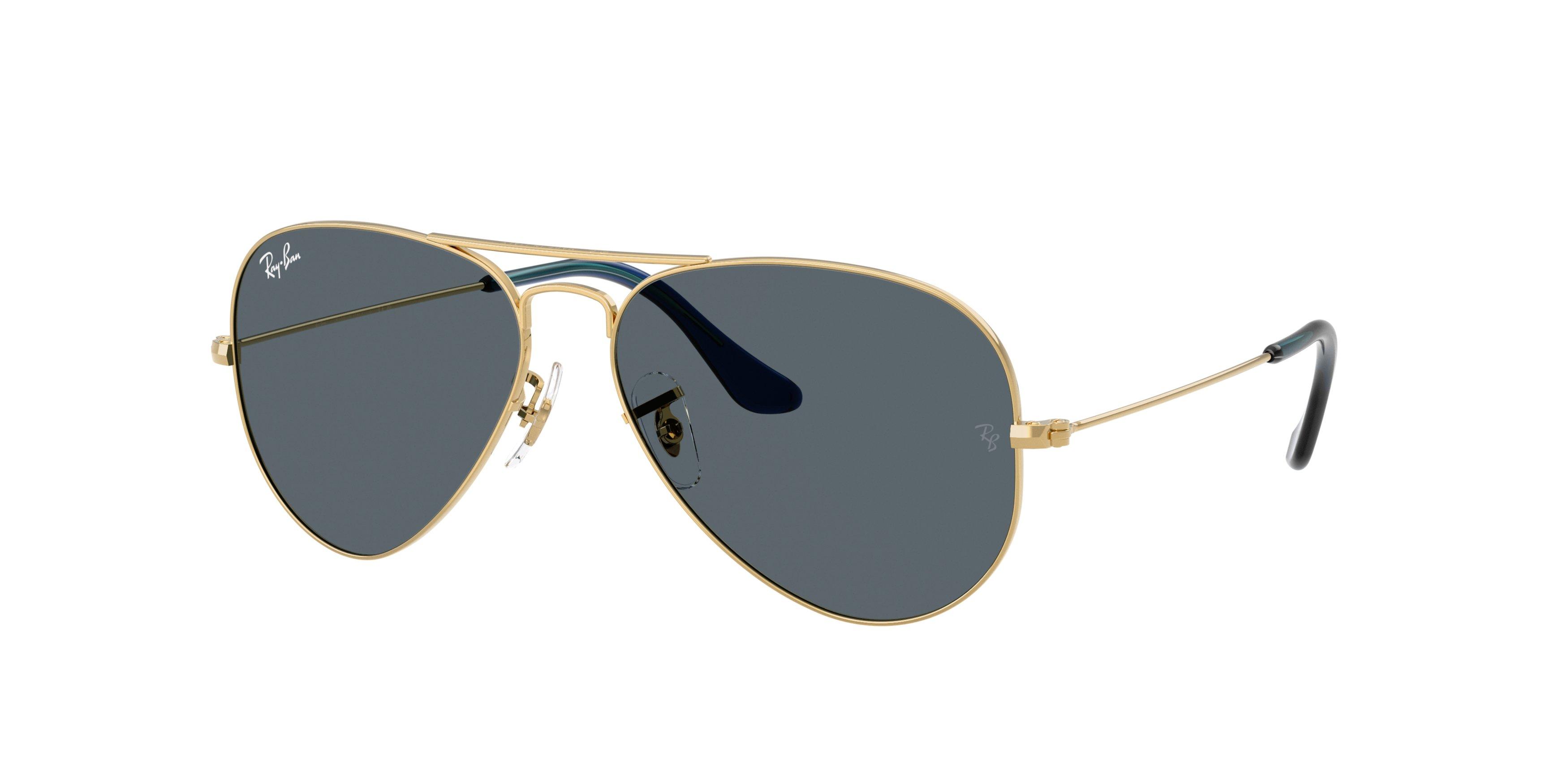 Ray-Ban Style Aviator Large Dark Blue Sunglasses &ndash; Arista Gold - GOLD Thumbnail View 1