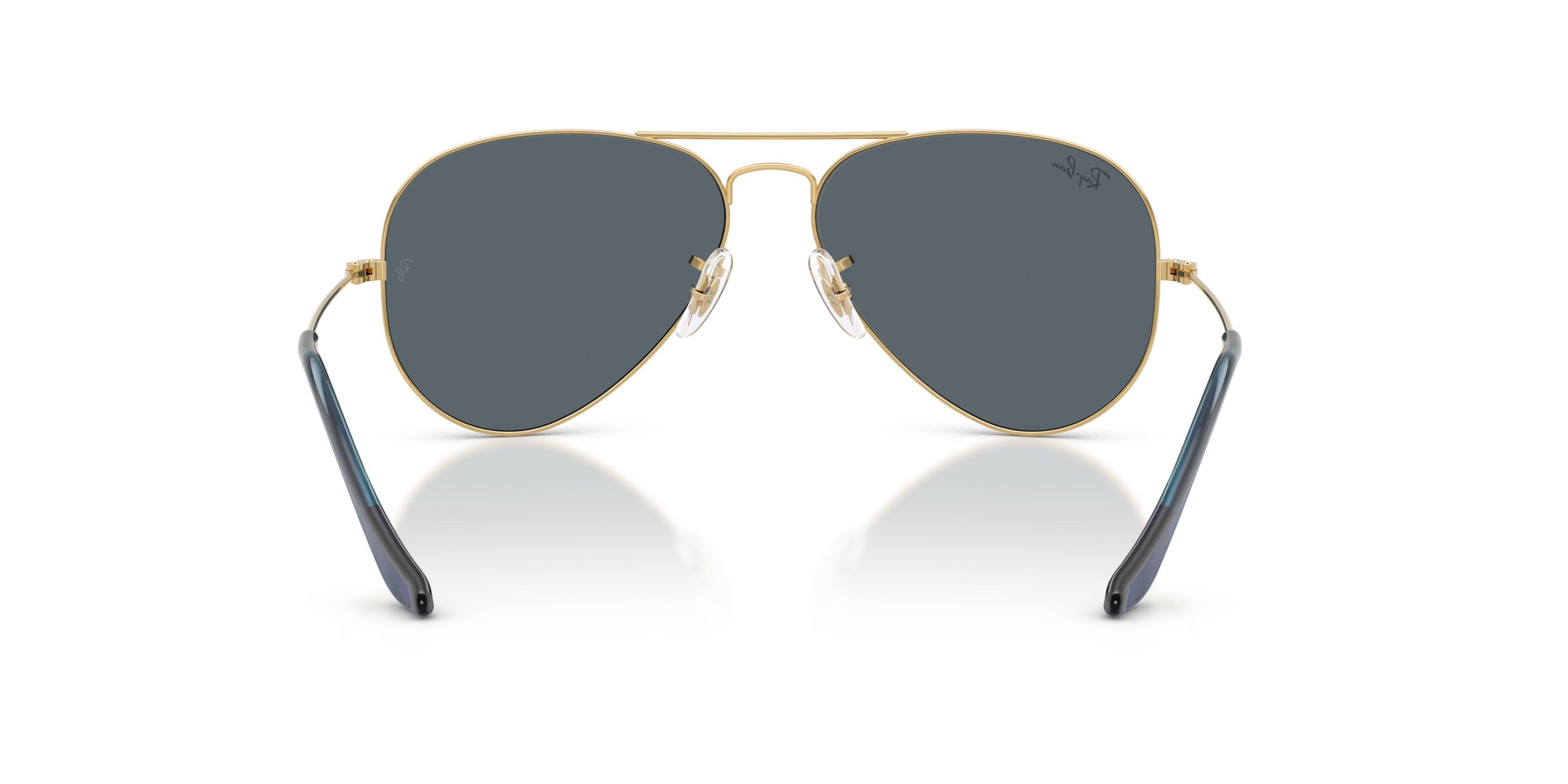 Ray-Ban Style Aviator Large Dark Blue Sunglasses &ndash; Arista Gold - GOLD Thumbnail View 3
