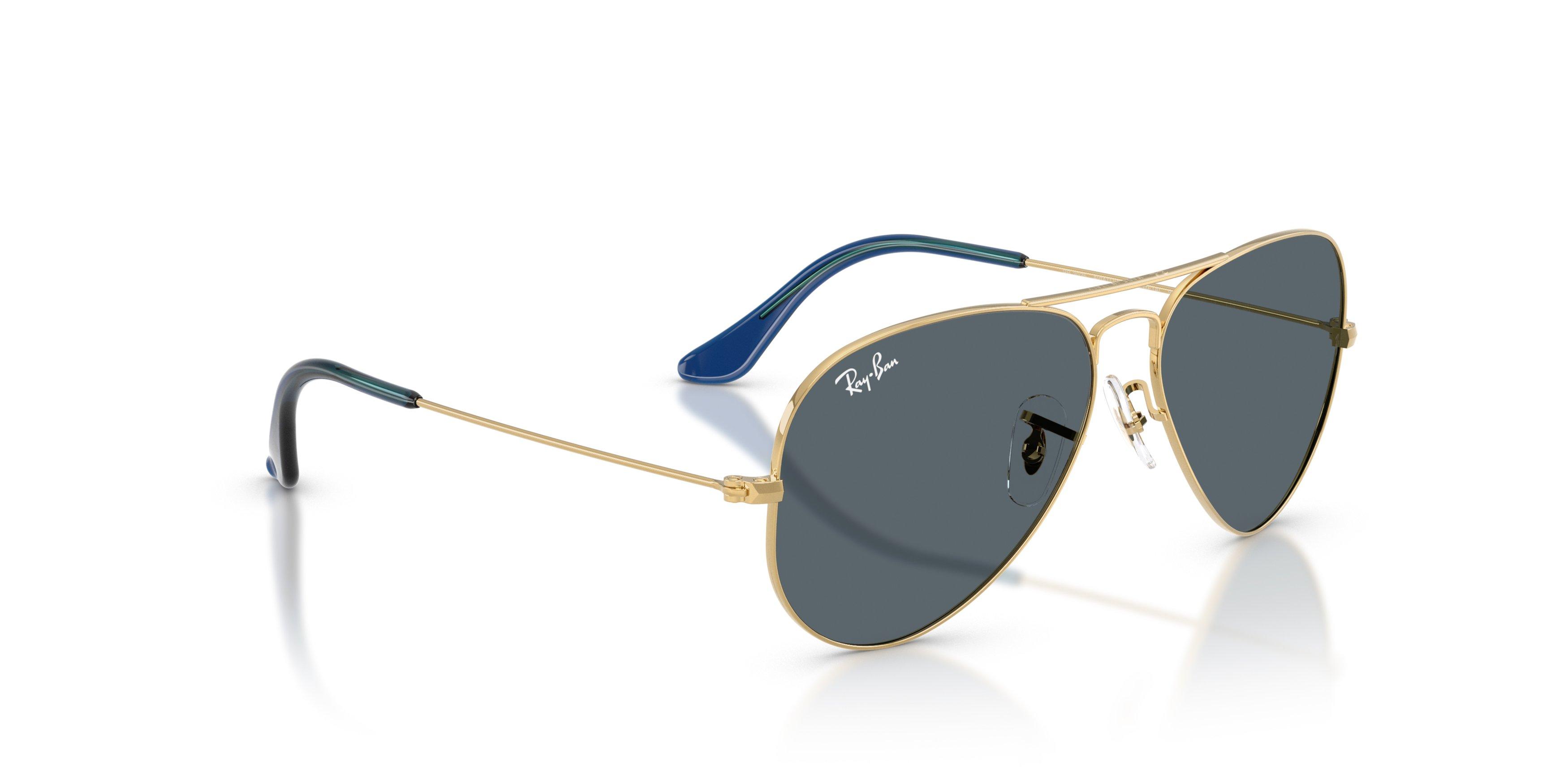 Ray-Ban Style Aviator Large Dark Blue Sunglasses &ndash; Arista Gold - GOLD Thumbnail View 4