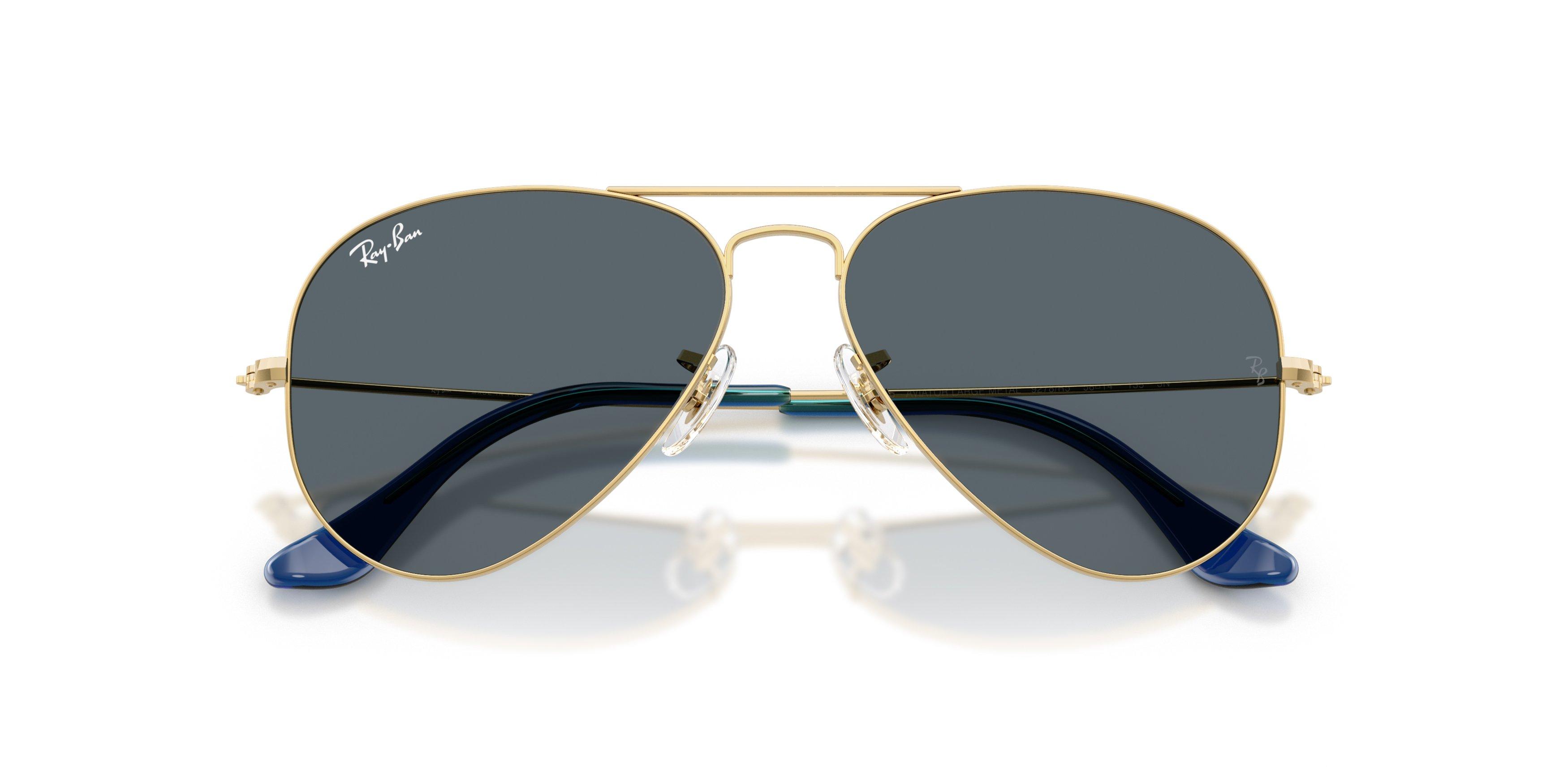 Ray-Ban Style Aviator Large Dark Blue Sunglasses &ndash; Arista Gold - GOLD Thumbnail View 6