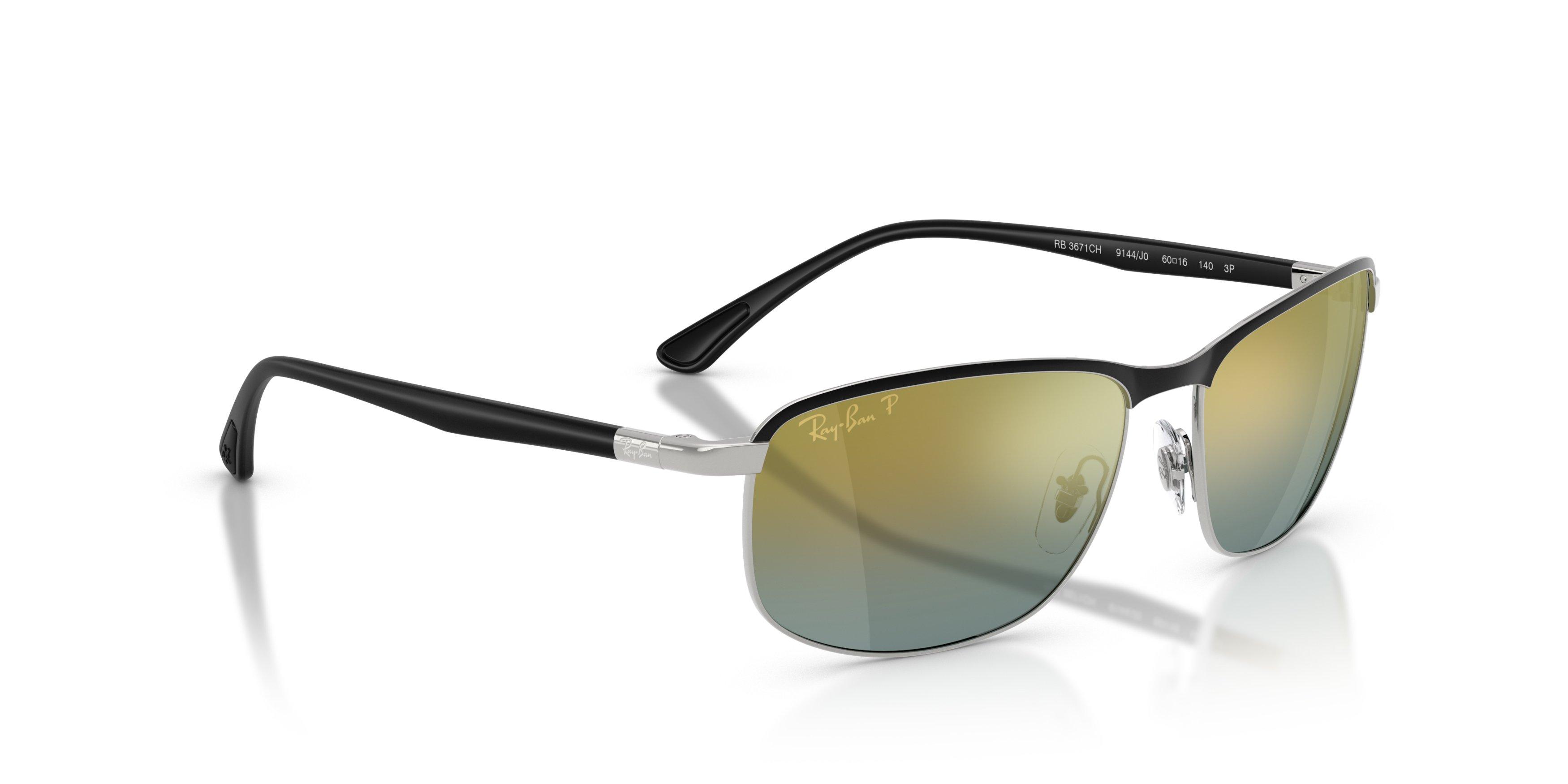Ray-Ban RB3671CH Chromance Silver Gold Mirror Polarized Sunglasses &ndash; Black - BLACK/SILVER Thumbnail View 4