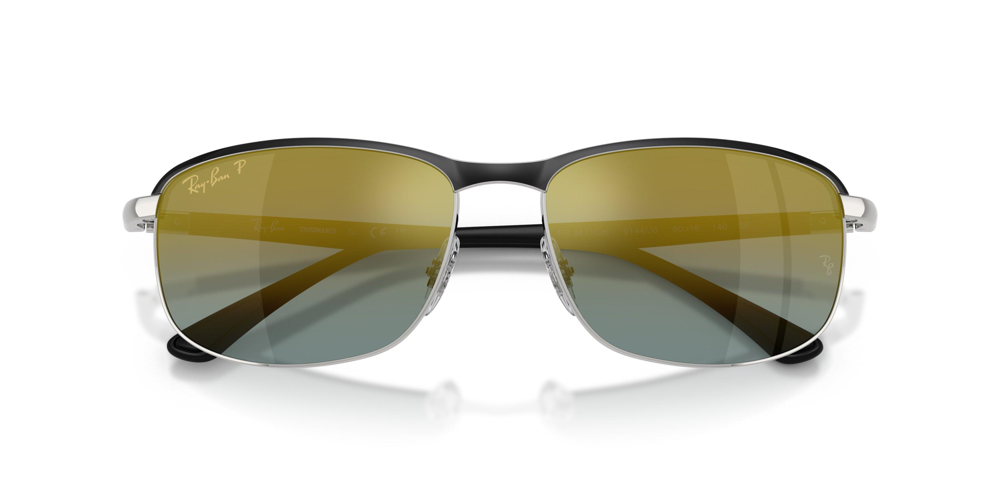 Ray-Ban RB3671CH Chromance Silver Gold Mirror Polarized Sunglasses &ndash; Black - BLACK/SILVER Thumbnail View 6