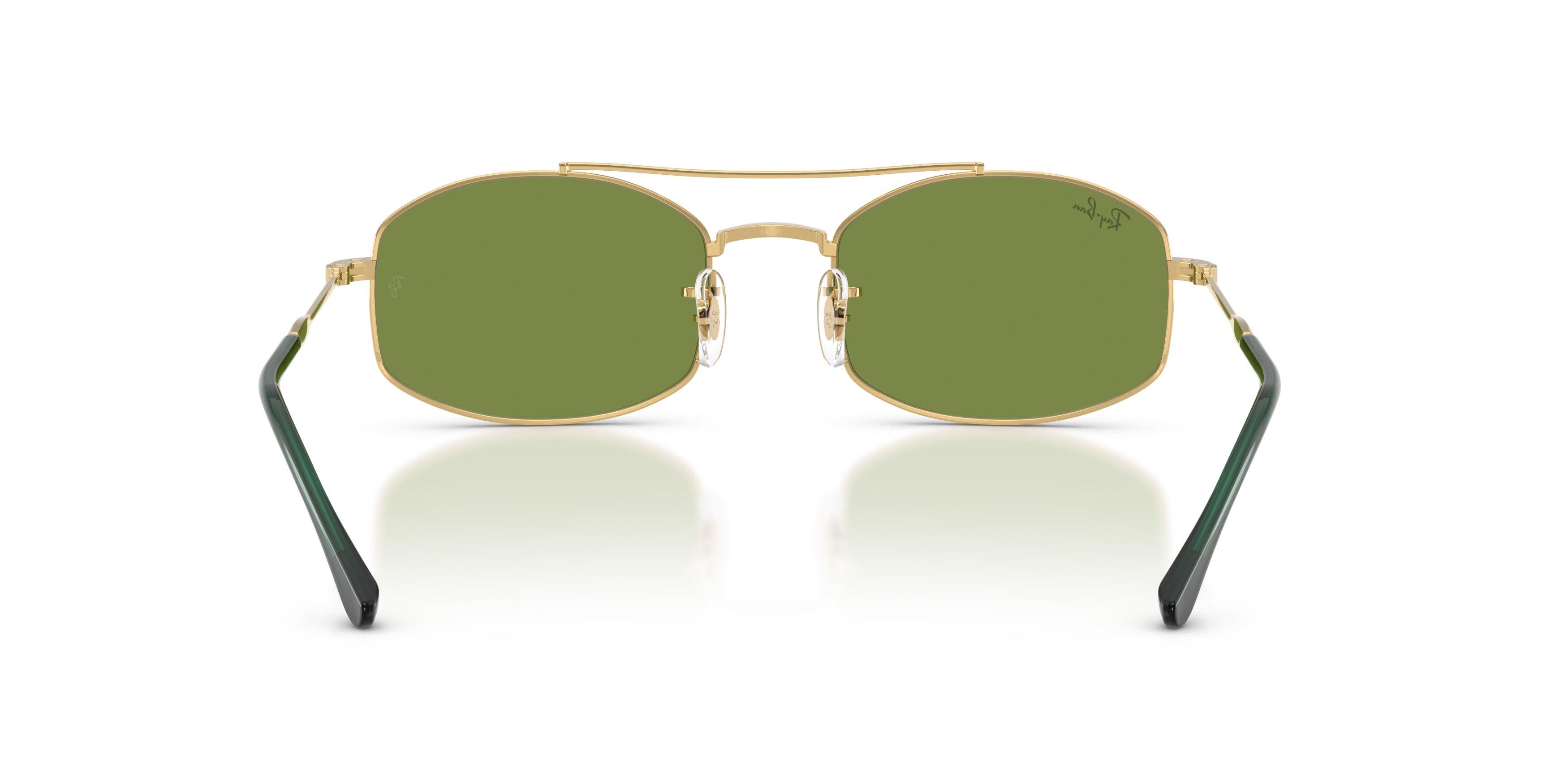 Ray-Ban RB3719 Green Sunglasses &ndash; Polished Arista Gold - GOLD/GREEN Thumbnail View 3
