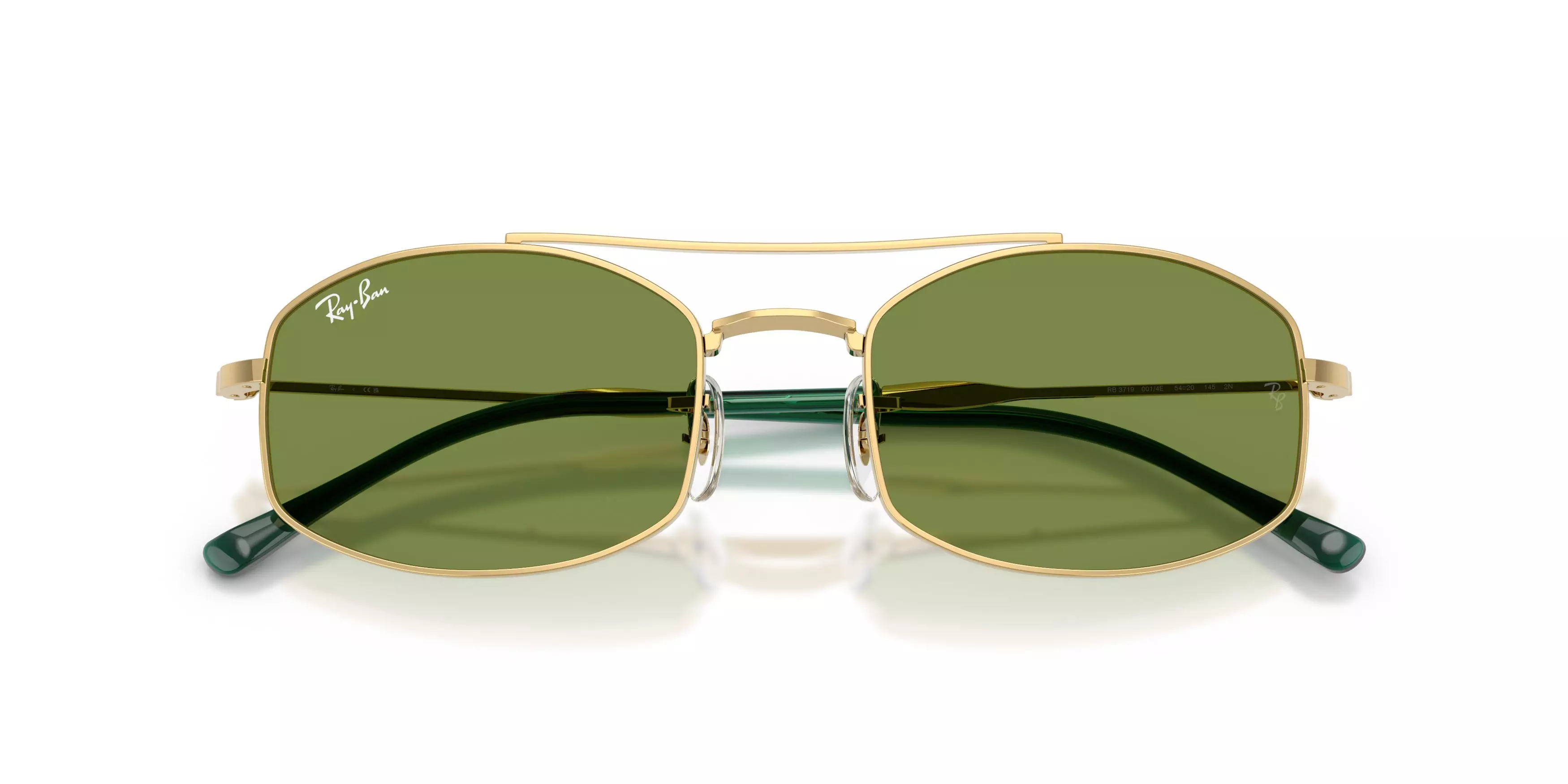 Ray-Ban RB3719 Green Sunglasses – Polished Arista Gold - GOLD/GREEN