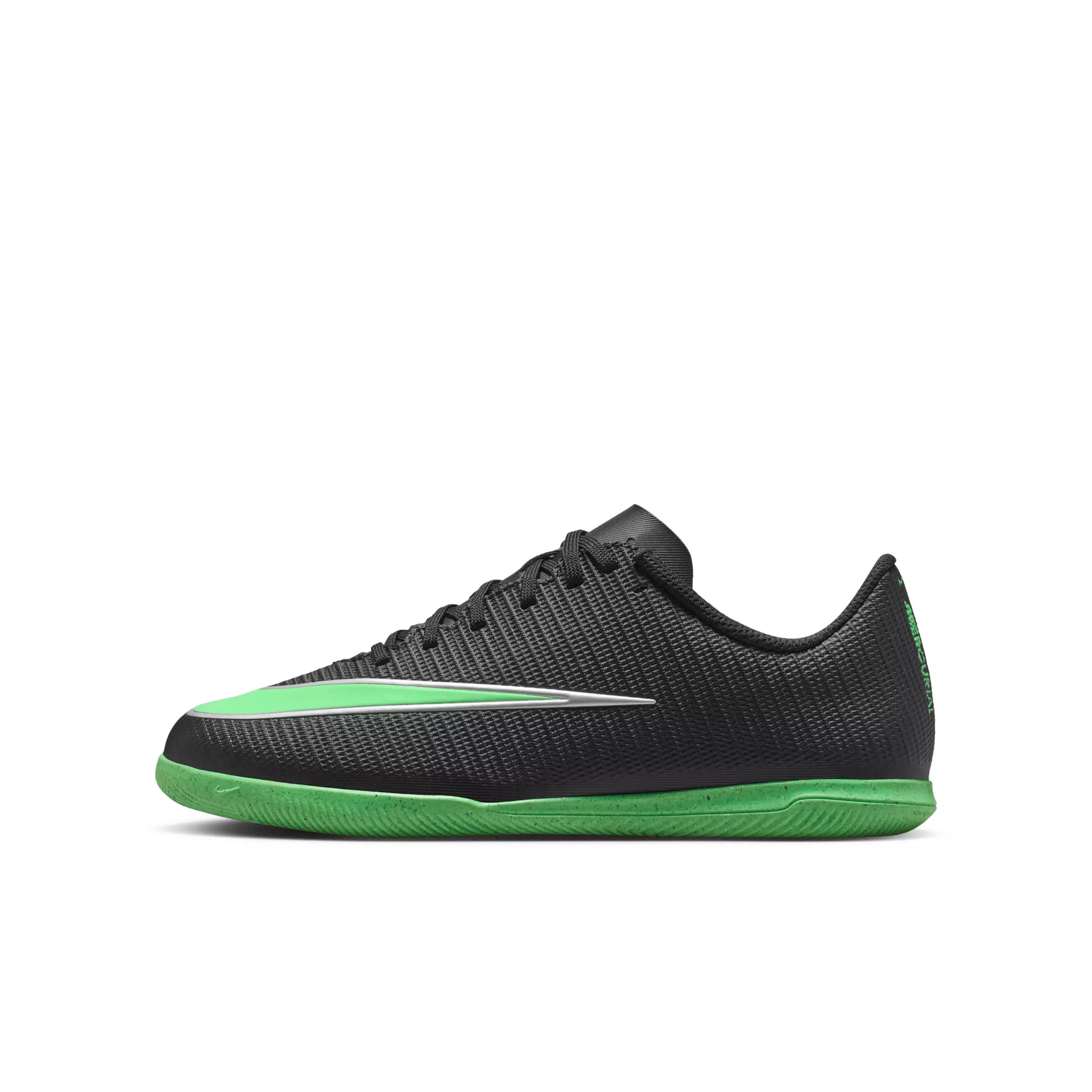 Nike Mercurial Vapor 17 Club IC "Black/Black/Illusion Green" Grade School Kids' Soccer Shoe - BLACK/BLACK/GREEN