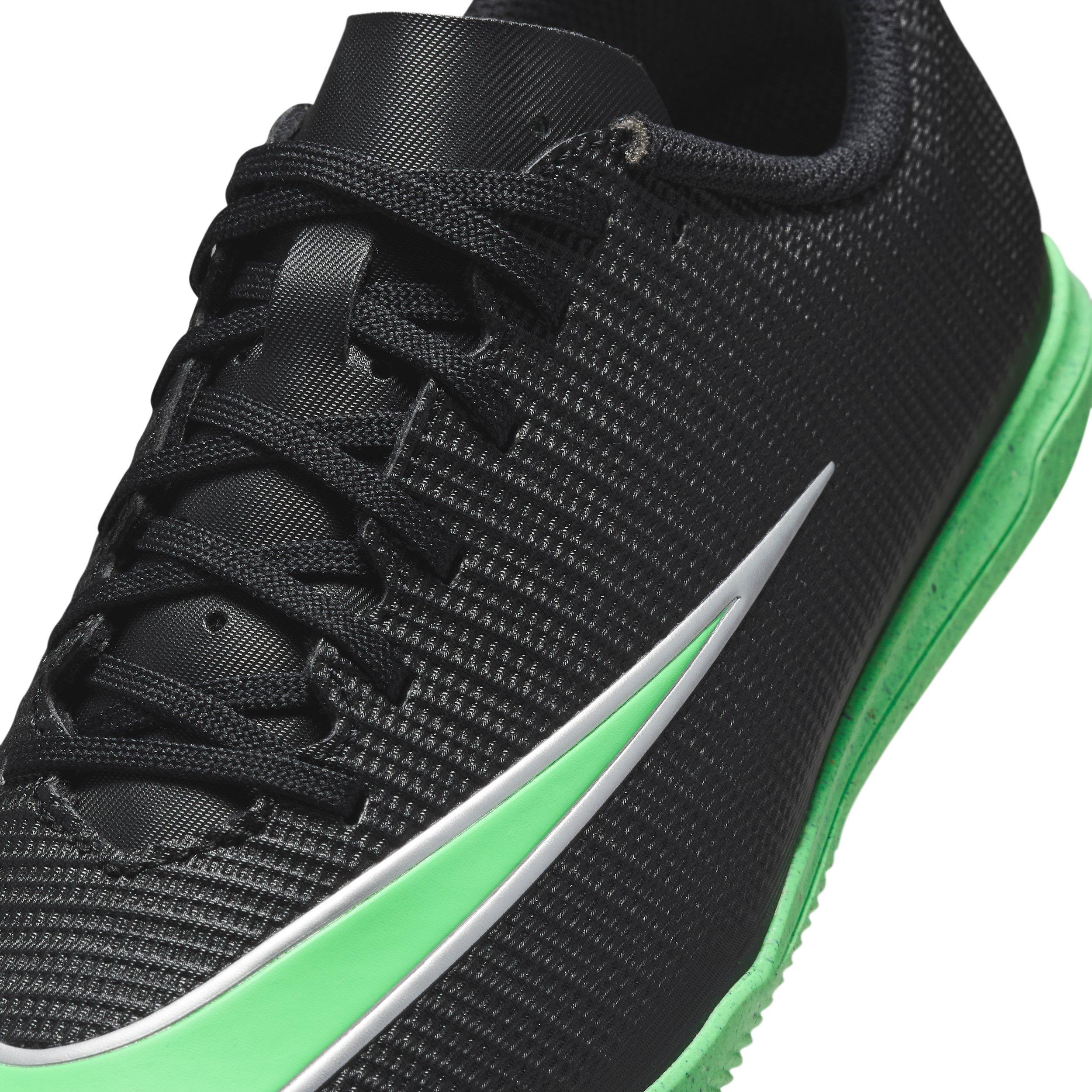 Nike Mercurial Vapor 17 Club IC "Black/Black/Illusion Green" Grade School Kids' Soccer Shoe - BLACK/BLACK/GREEN Thumbnail View 7