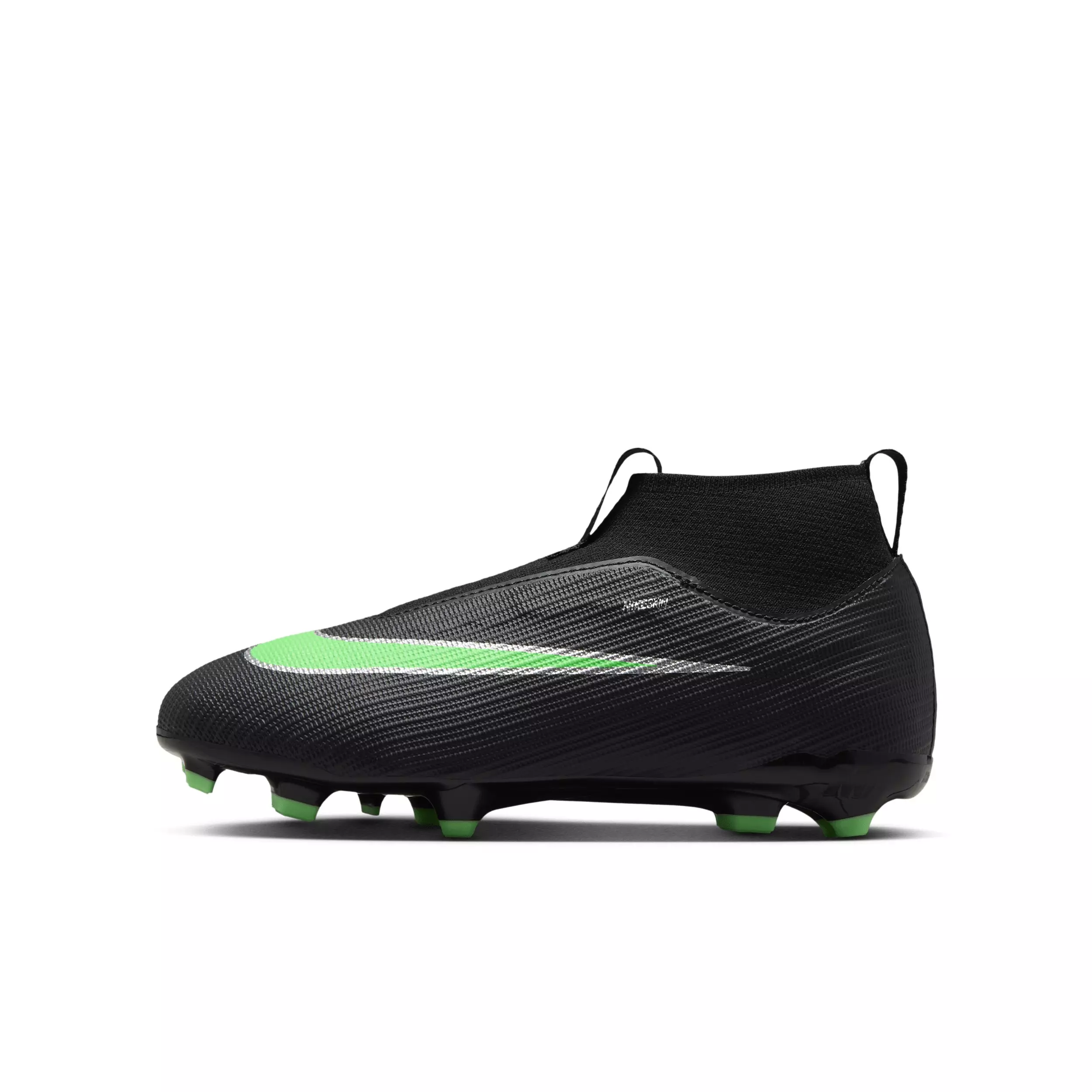 Nike Mercurial Superfly 11 Academy MG "Black/Black/Illusion Green" Grade School Kids' Soccer Cleat - BLACK/BLACK/GREEN