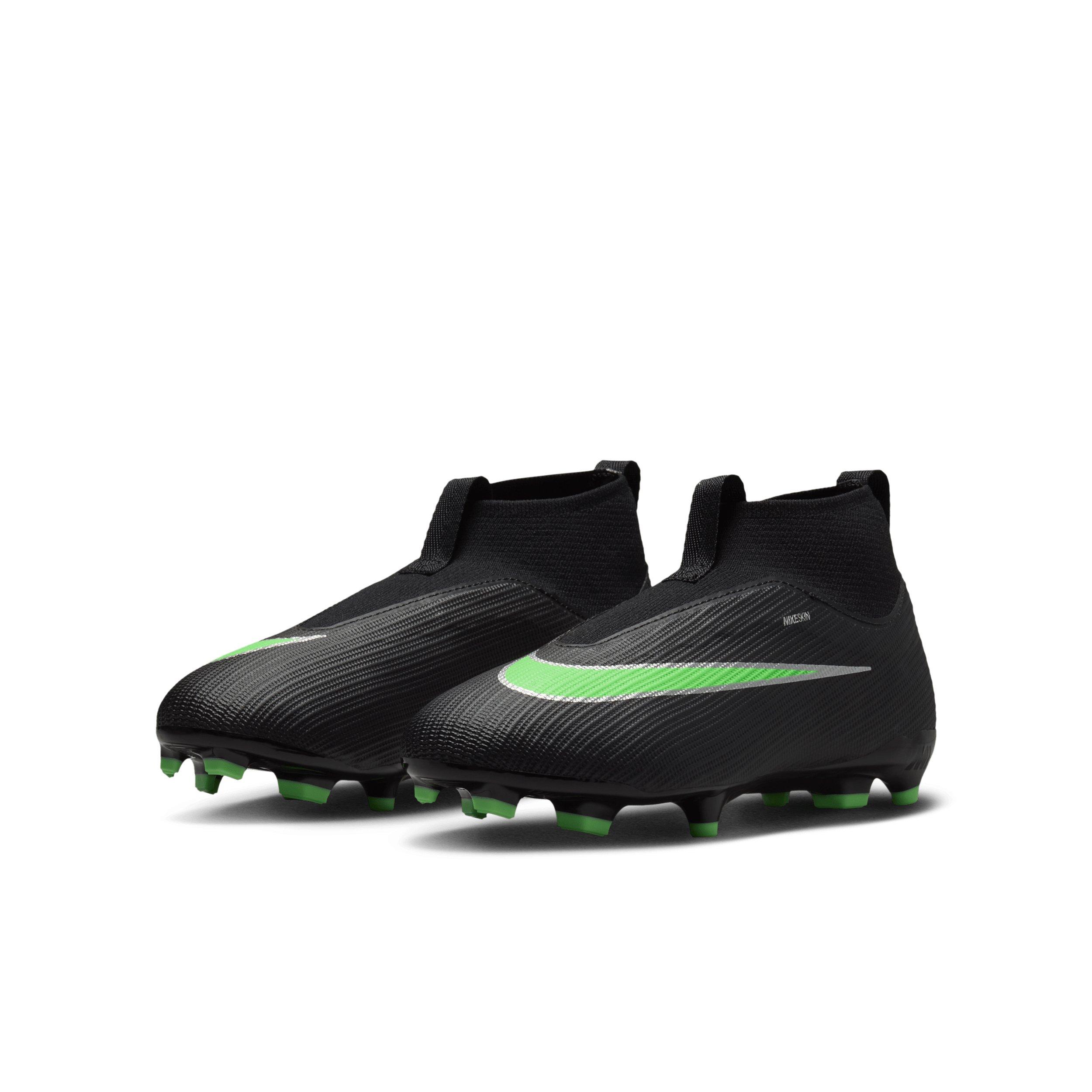 Nike Mercurial Superfly 11 Academy MG "Black/Black/Illusion Green" Grade School Kids' Soccer Cleat - BLACK/BLACK/GREEN