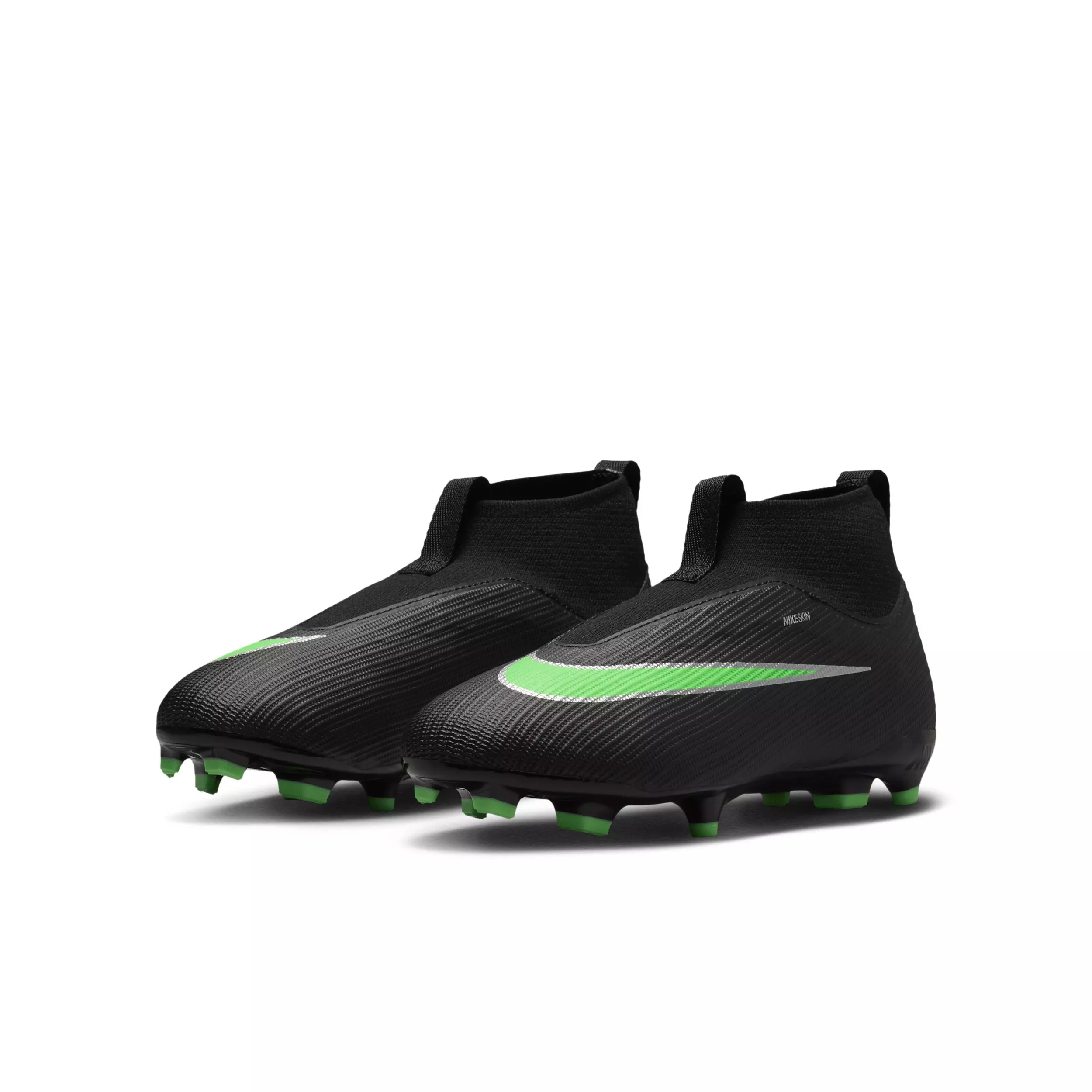 Nike Mercurial Superfly 11 Academy MG "Black/Black/Illusion Green" Grade School Kids' Soccer Cleat - BLACK/BLACK/GREEN