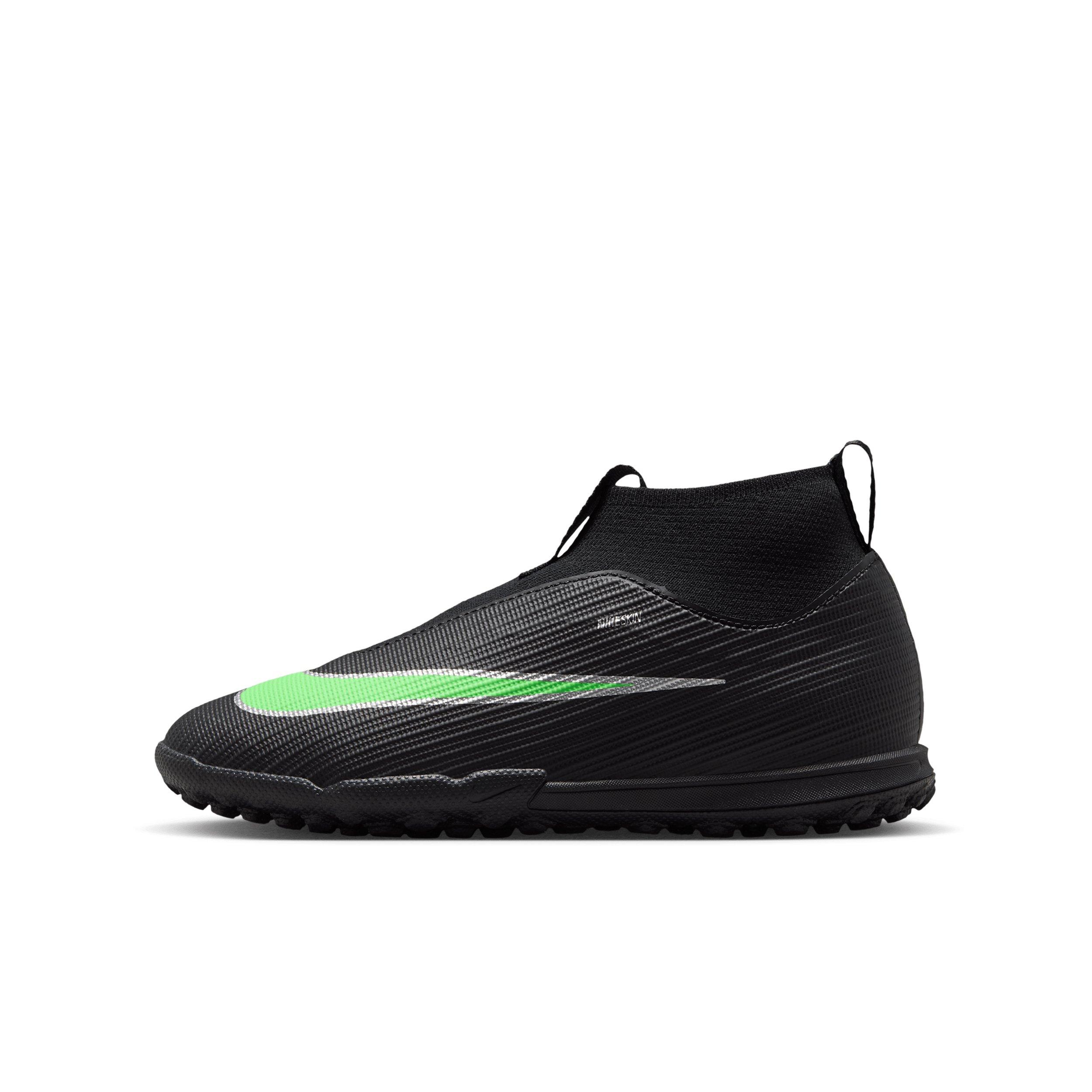 Nike Mercurial Superfly 11 Academy Turf "Black/Black/Illusion Green" Grade School Kids' Soccer Shoe - BLACK/BLACK/GREEN