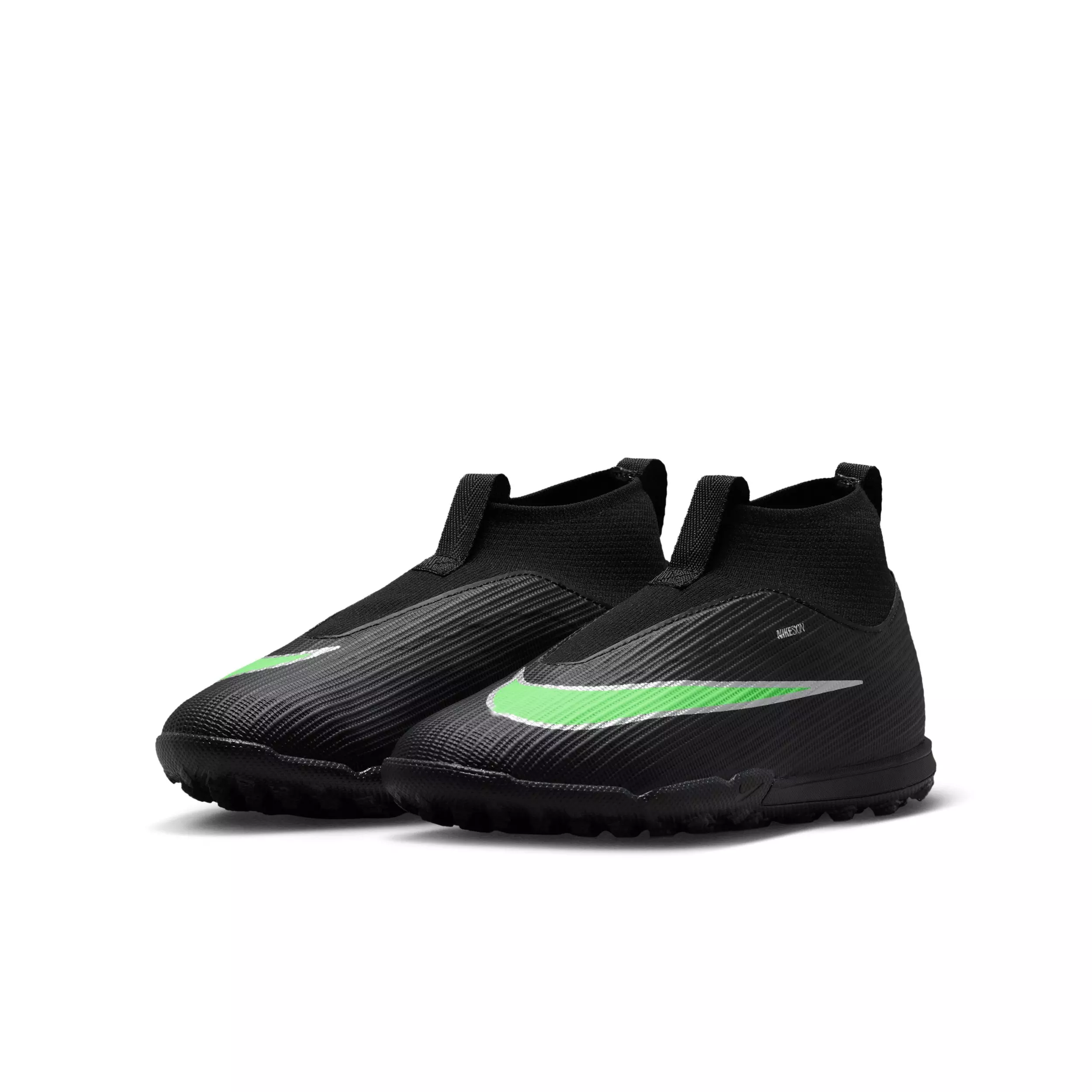 Nike Mercurial Superfly 11 Academy Turf "Black/Black/Illusion Green" Grade School Kids' Soccer Shoe - BLACK/BLACK/GREEN