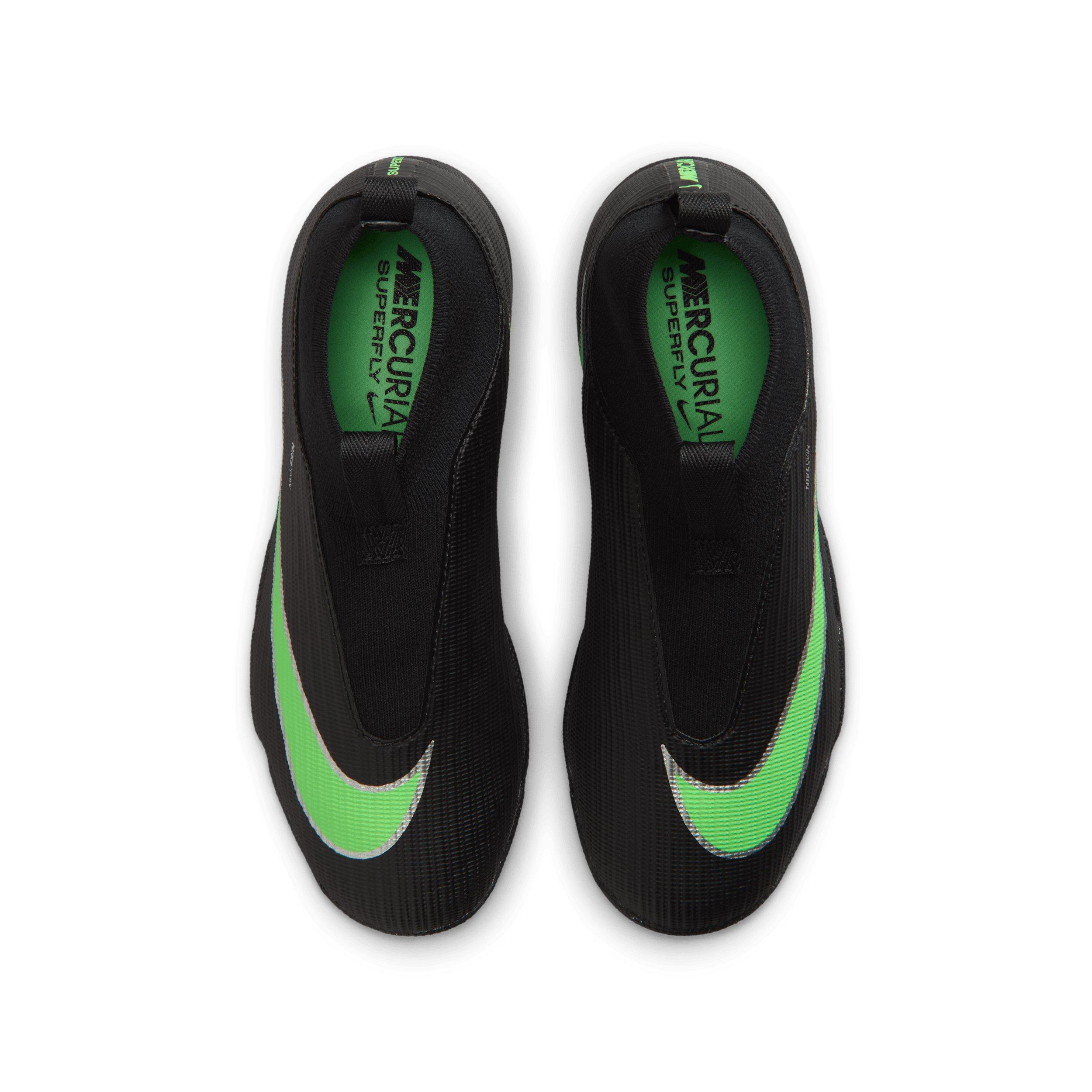 Nike Mercurial Superfly 11 Academy Turf "Black/Black/Illusion Green" Grade School Kids' Soccer Shoe - BLACK/BLACK/GREEN