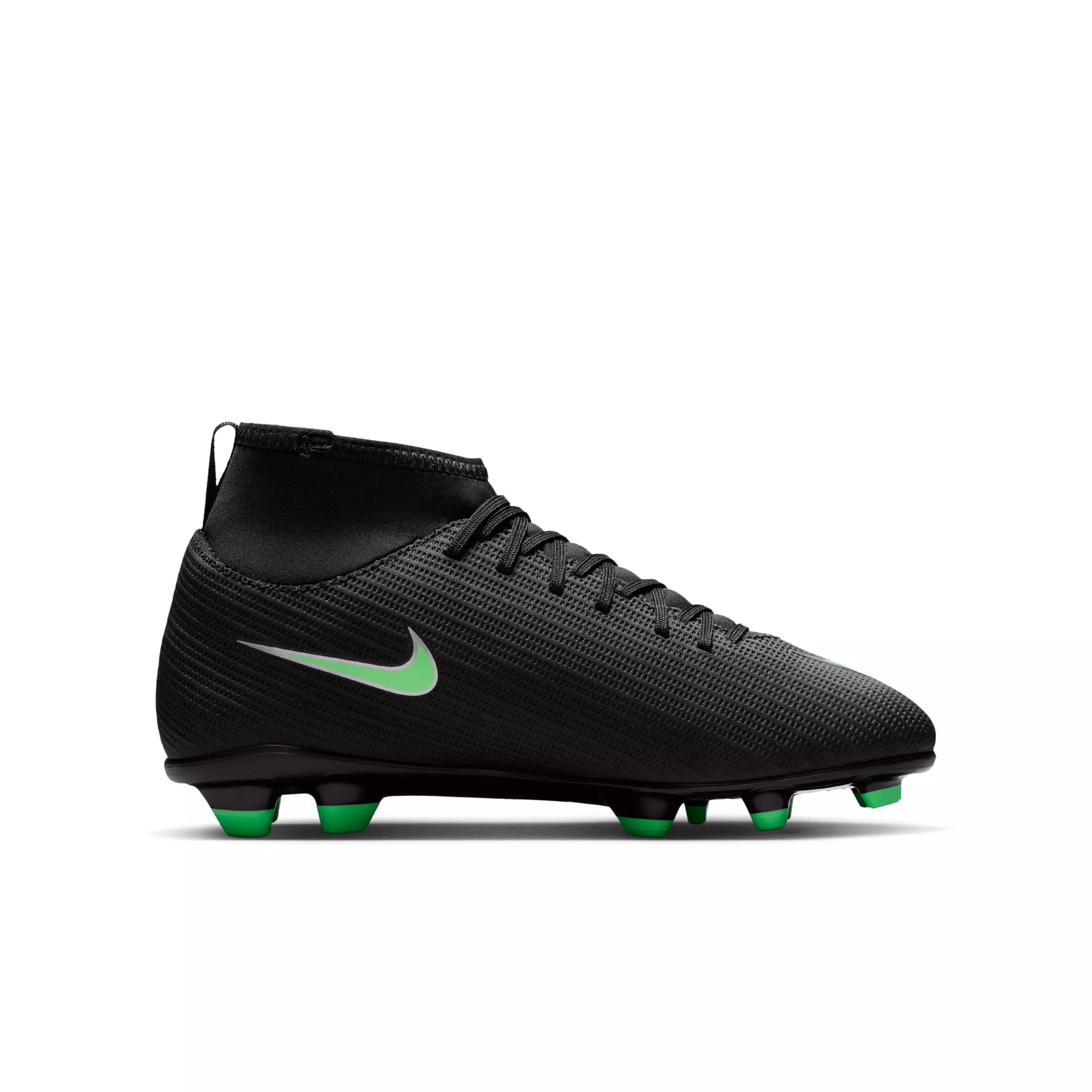 Nike Mercurial Superfly 11 Club MG "Black/Black/Illusion Green" Grade School Kids' Soccer Cleat - BLACK/BLACK/GREEN