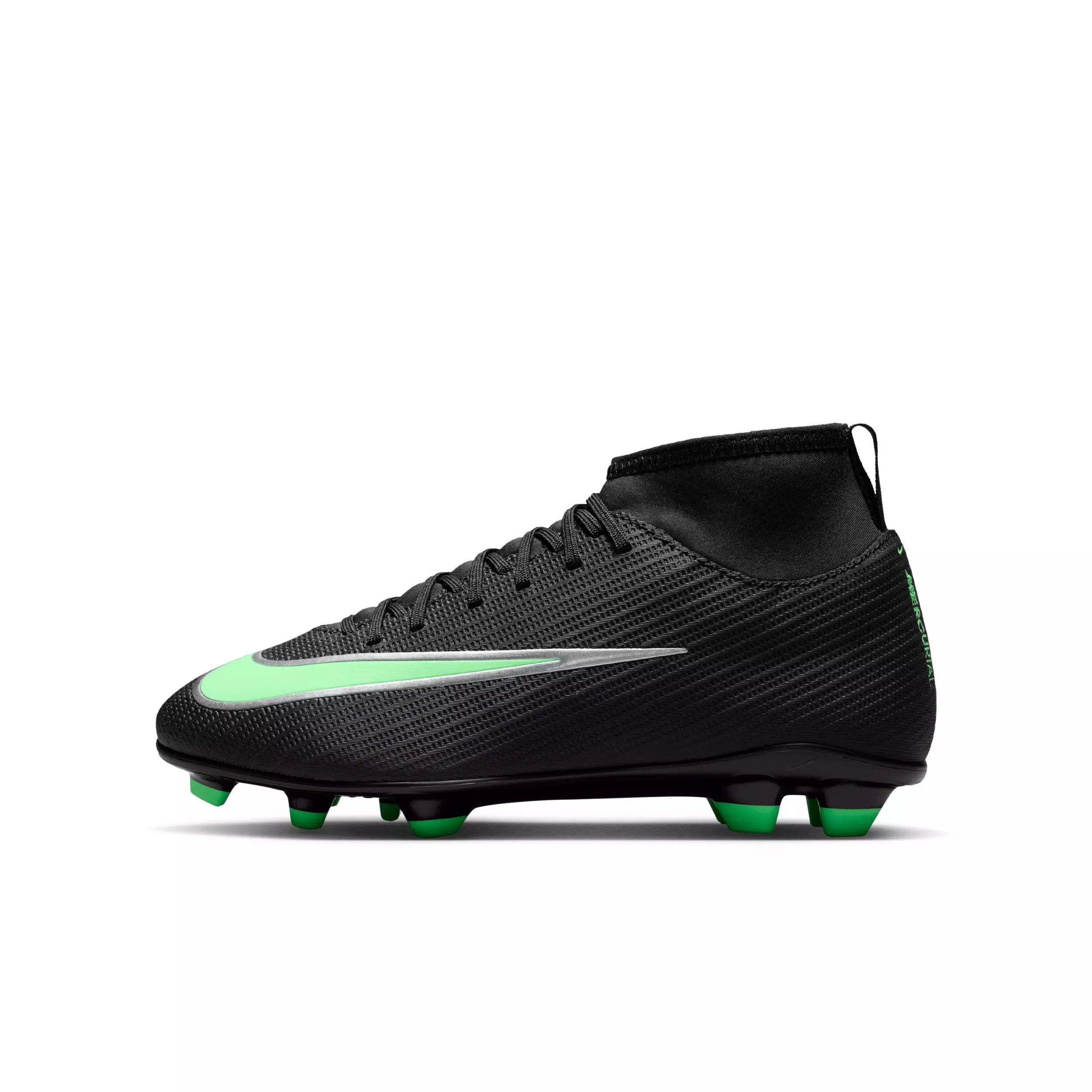 Nike Mercurial Superfly 11 Club MG "Black/Black/Illusion Green" Grade School Kids' Soccer Cleat - BLACK/BLACK/GREEN