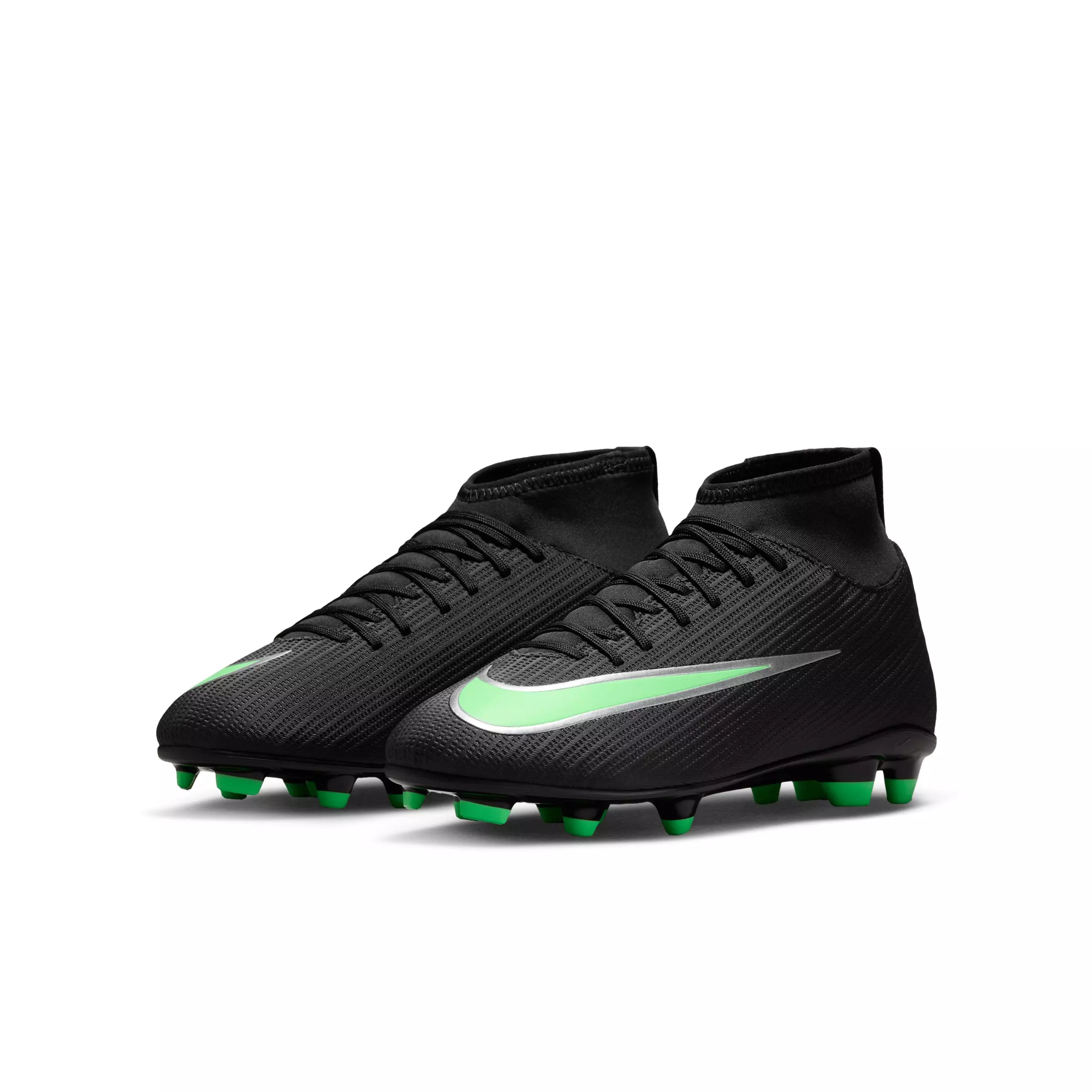 Nike Mercurial Superfly 11 Club MG "Black/Black/Illusion Green" Grade School Kids' Soccer Cleat - BLACK/BLACK/GREEN