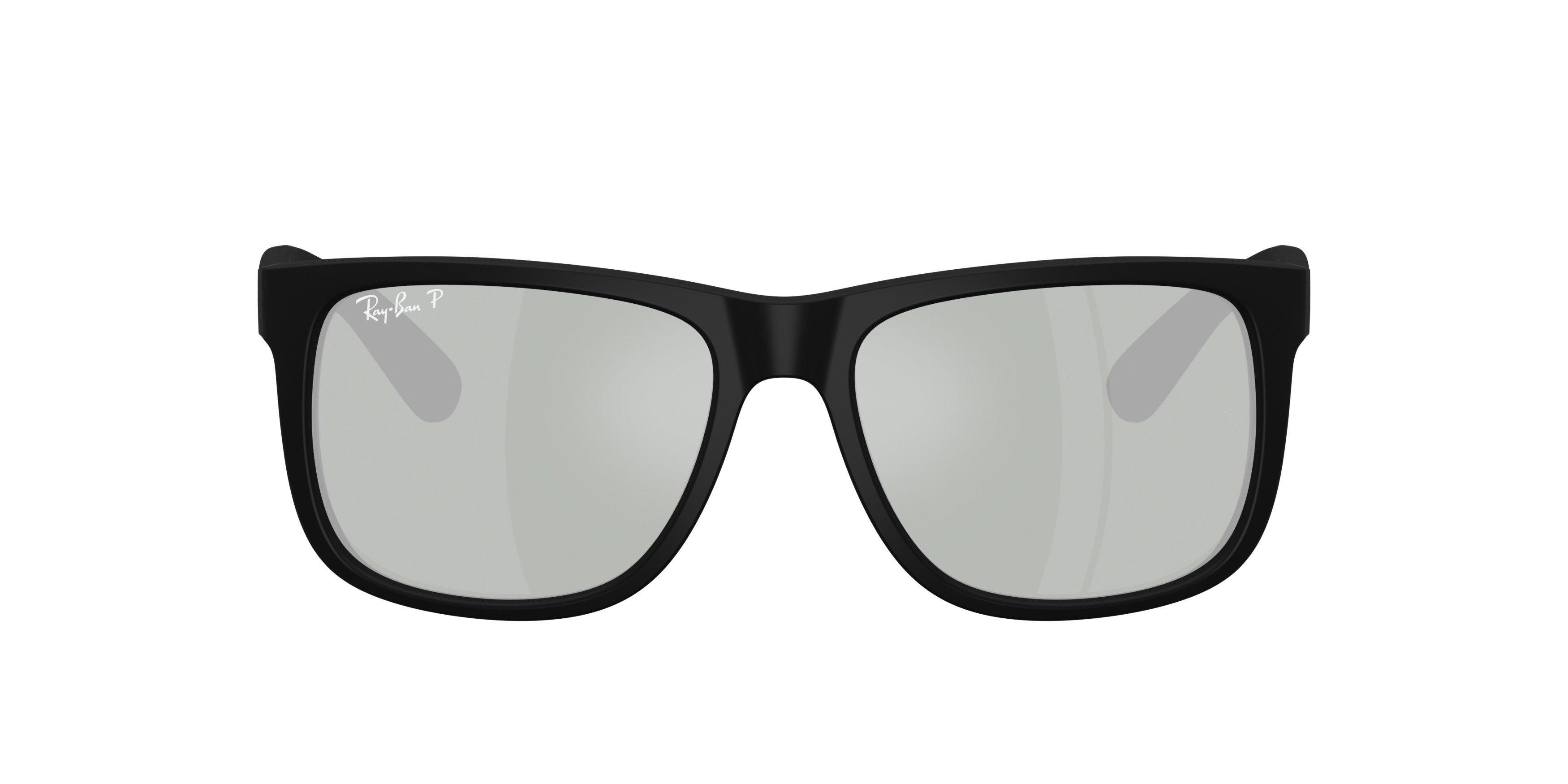Ray-Ban Justin Green Mirror Silver Sunglasses &ndash; Rubber Black - BLACK/GREEN Thumbnail View 2