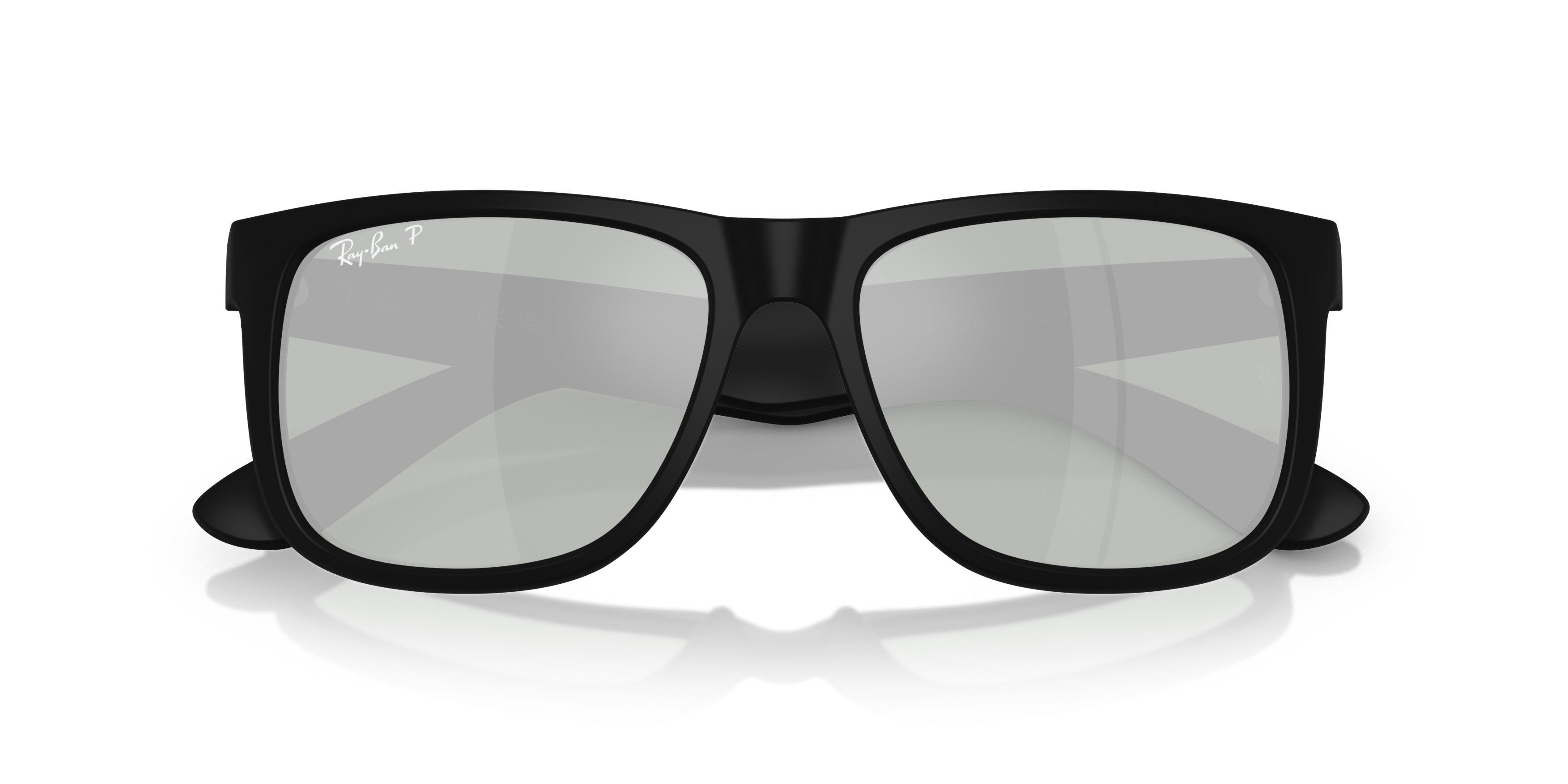 Ray-Ban Justin Green Mirror Silver Sunglasses &ndash; Rubber Black - BLACK/GREEN Thumbnail View 6
