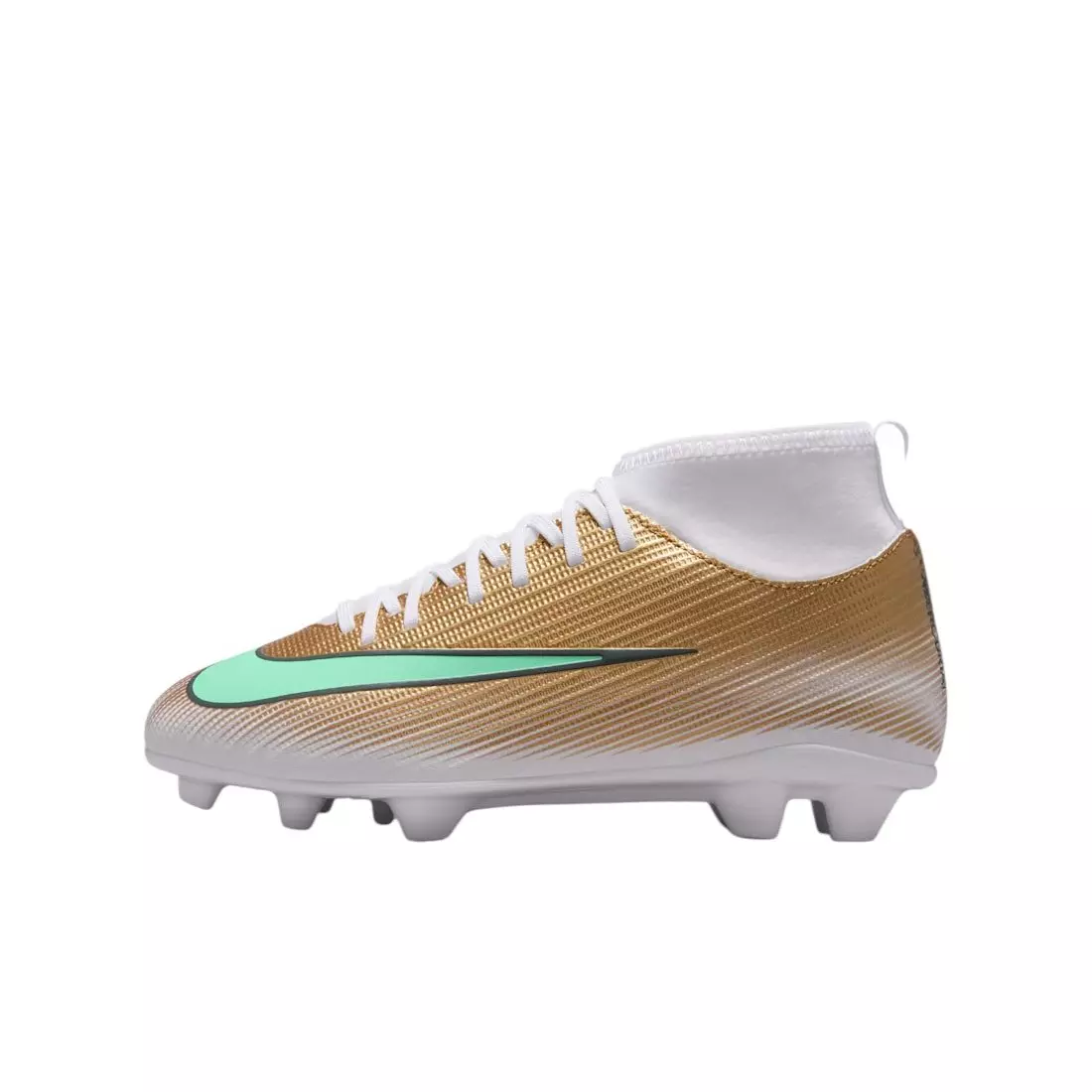 Nike Mercurial Superfly 11 Club MG "Metallic Gold/Green Glow" Grade School Kids' Soccer Cleat - GOLD/GREEN