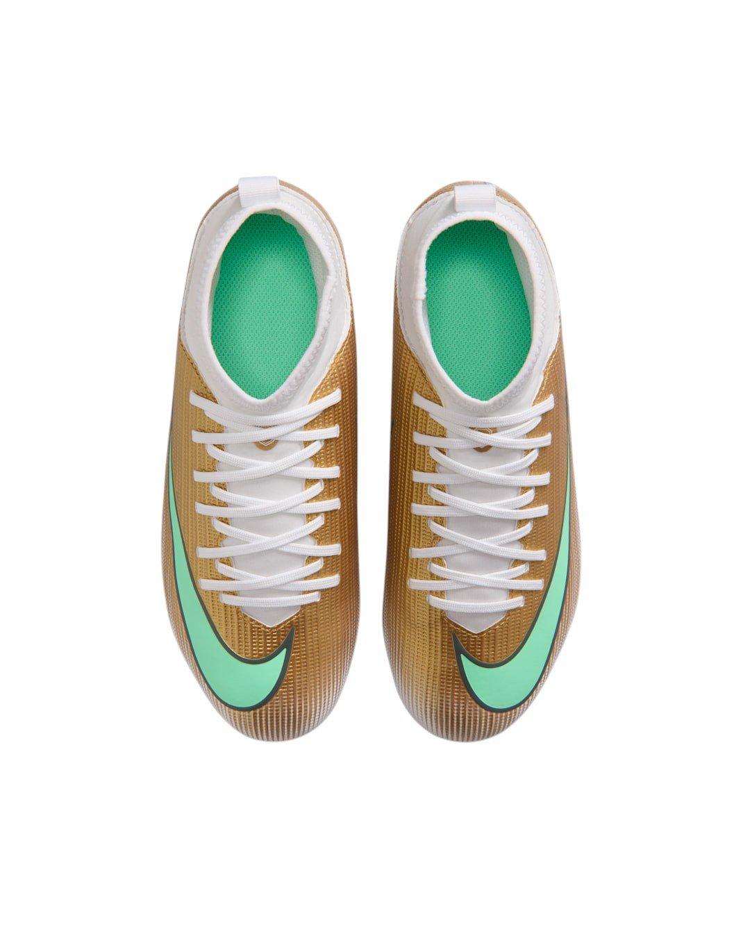 Nike Mercurial Superfly 11 Club MG "Metallic Gold/Green Glow" Grade School Kids' Soccer Cleat - GOLD/GREEN