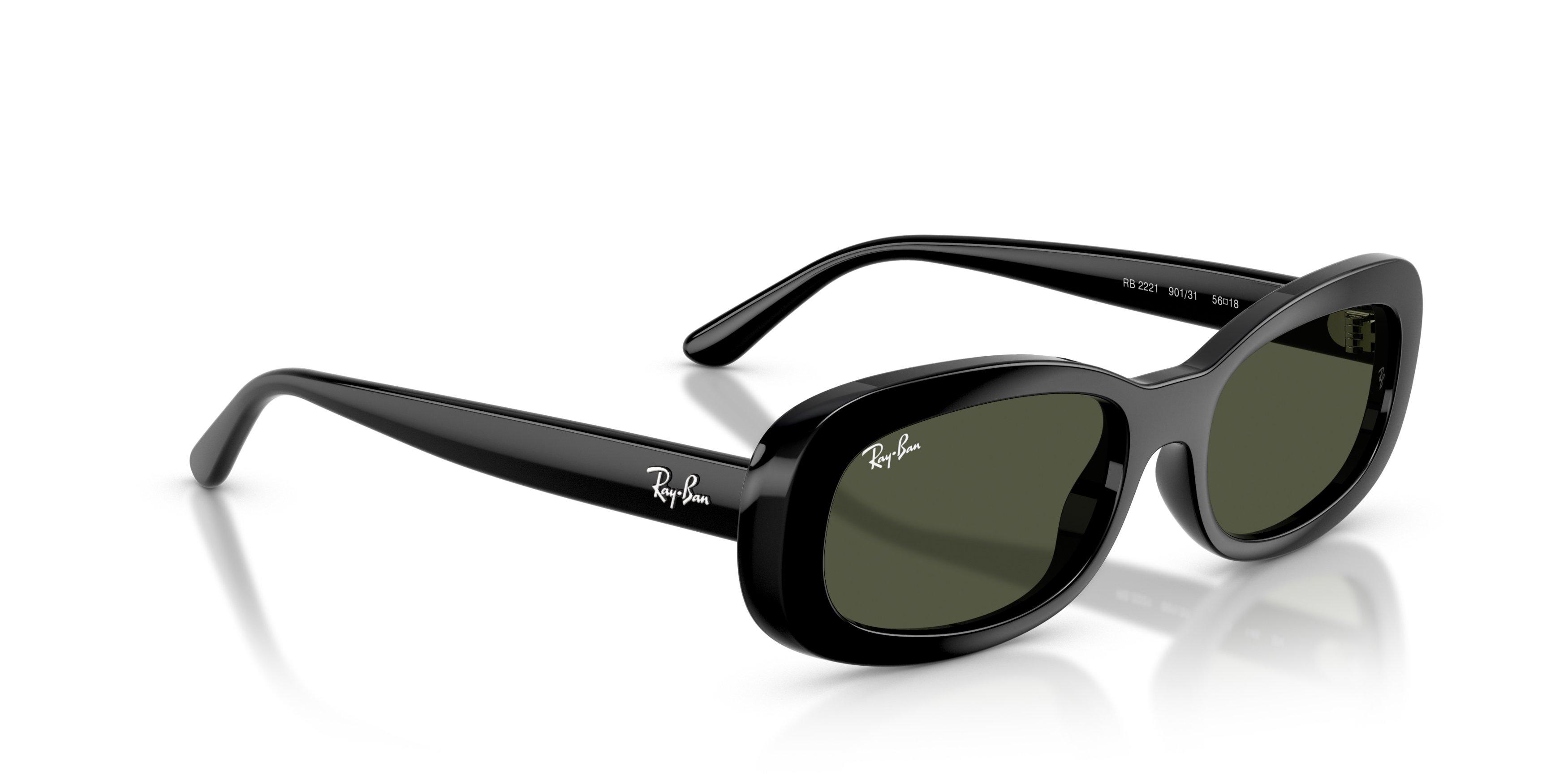 Ray-Ban Women's RB2221 Green Sunglasses &ndash; Black - BLACK/GREEN Thumbnail View 4