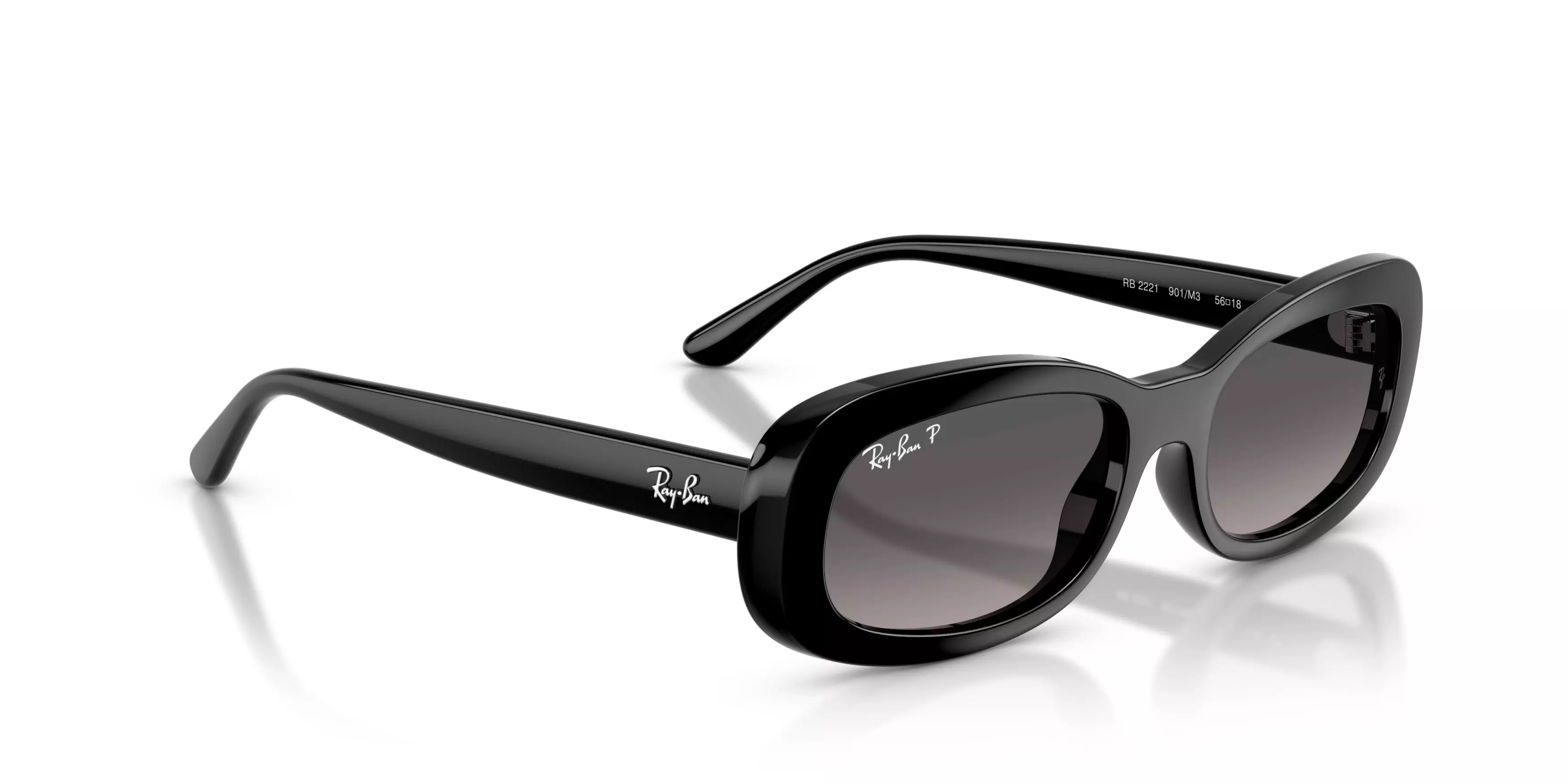 Ray-Ban Women's RB2221 Grey Gradient Polarized Sunglasses – Black - BLACK/GREY