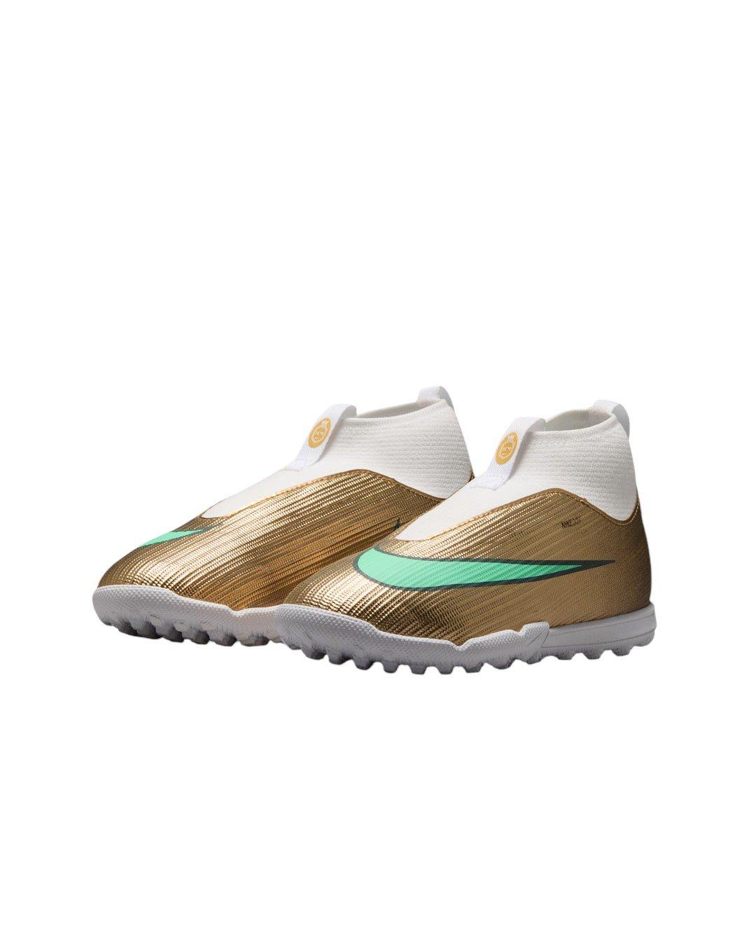 Nike Mercurial Superfly 11 Academy Turf "Metallic Gold/Green Glow" Grade School Kids' Soccer Cleat - GOLD/GREEN
