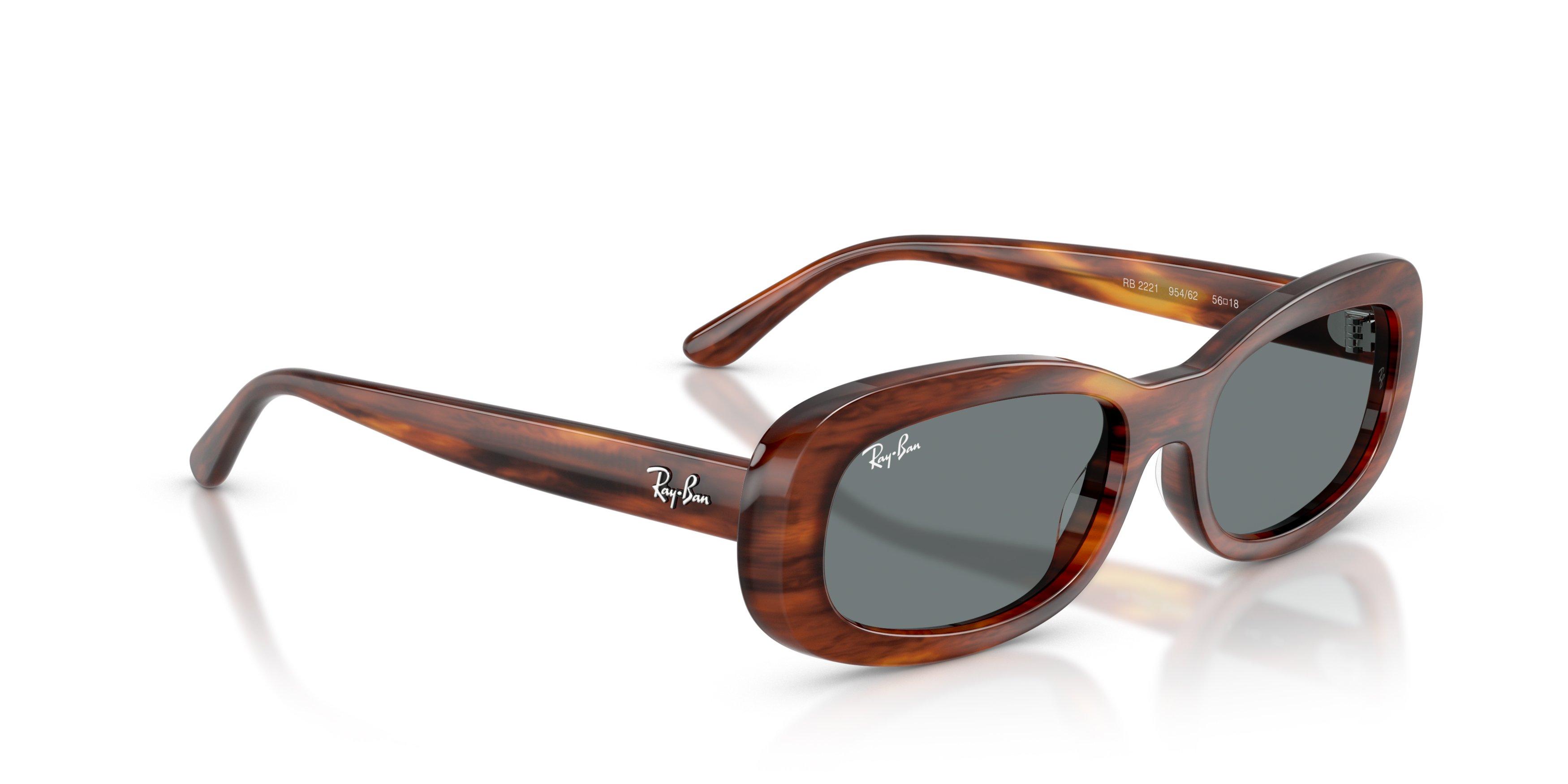Ray-Ban Women's RB2221 Blue Sunglasses &ndash; Striped Havana - BROWN Thumbnail View 4