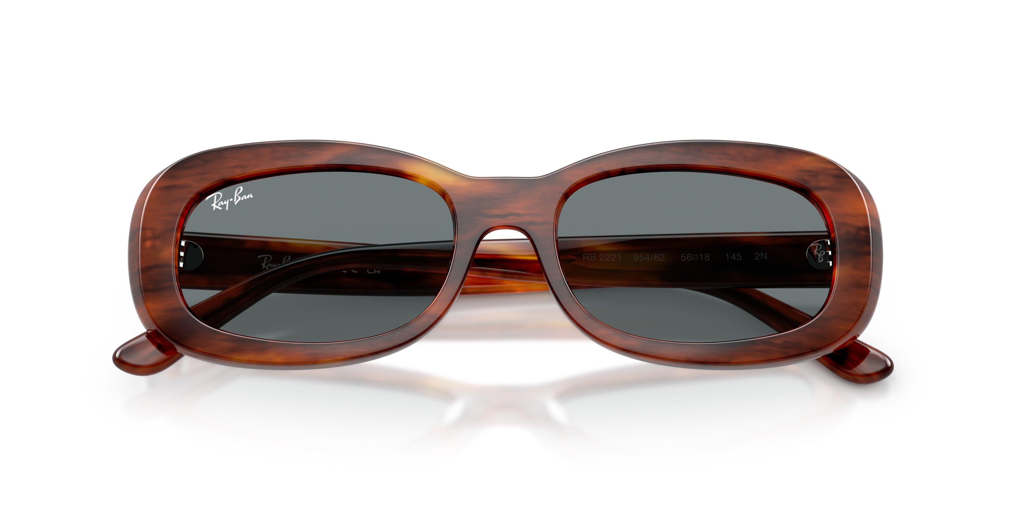 Ray-Ban Women's RB2221 Blue Sunglasses &ndash; Striped Havana - BROWN Thumbnail View 6