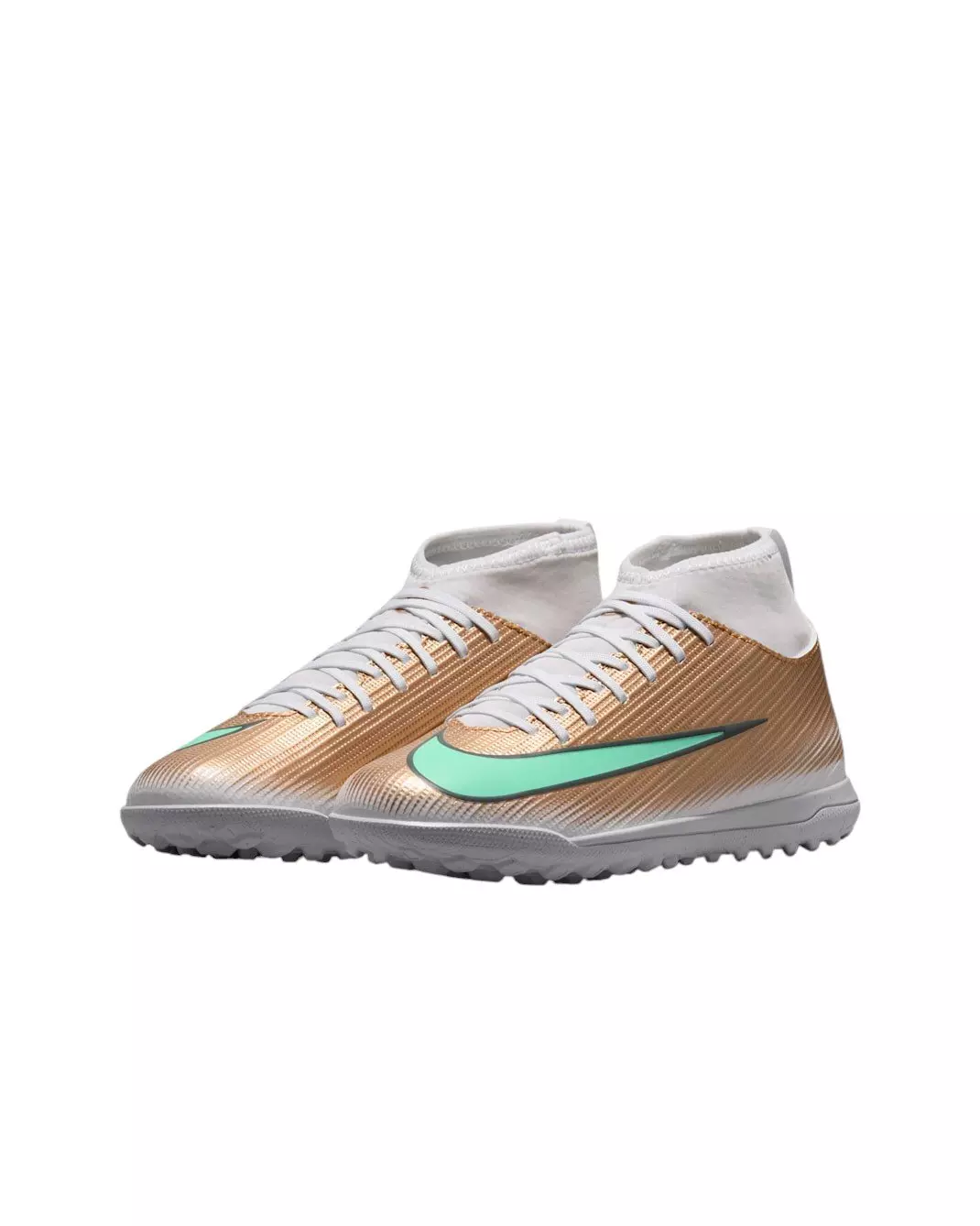 Nike Mercurial Superfly 11 Club Turf "Metallic Gold/Green Glow" Grade School Kids' Soccer Shoe - GOLD/GREEN