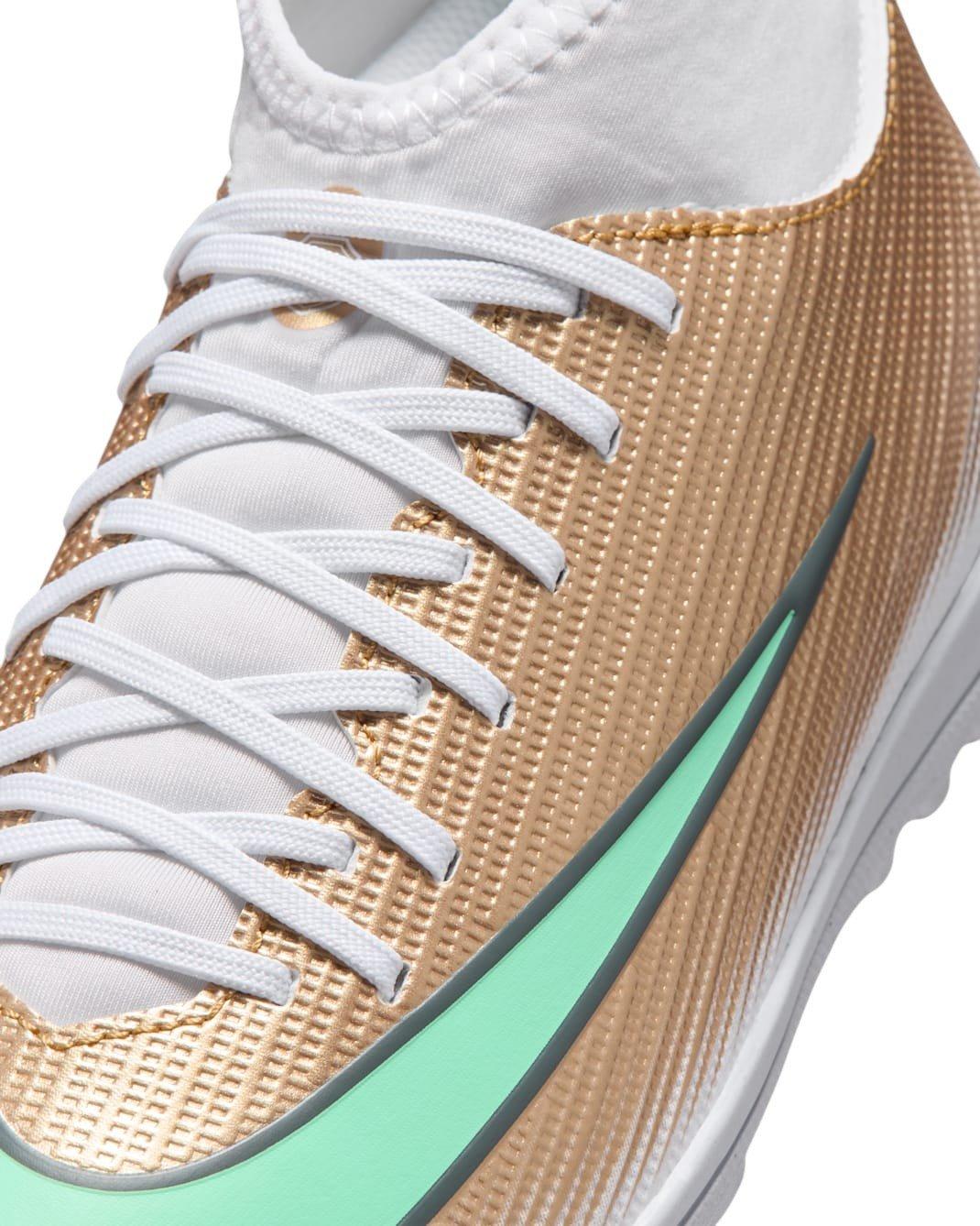 Nike Mercurial Superfly 11 Club Turf "Metallic Gold/Green Glow" Grade School Kids' Soccer Shoe - GOLD/GREEN