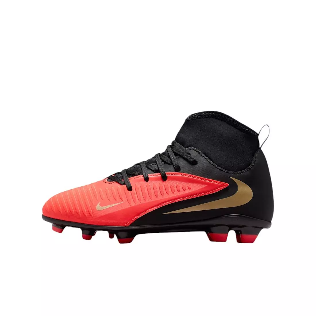 Nike Phantom 6 High Club MG "Bright Crimson/Bright Crimson/Black" Grade School Kids' Soccer Cleat - CRIMSON/CRIMSON/BLACK