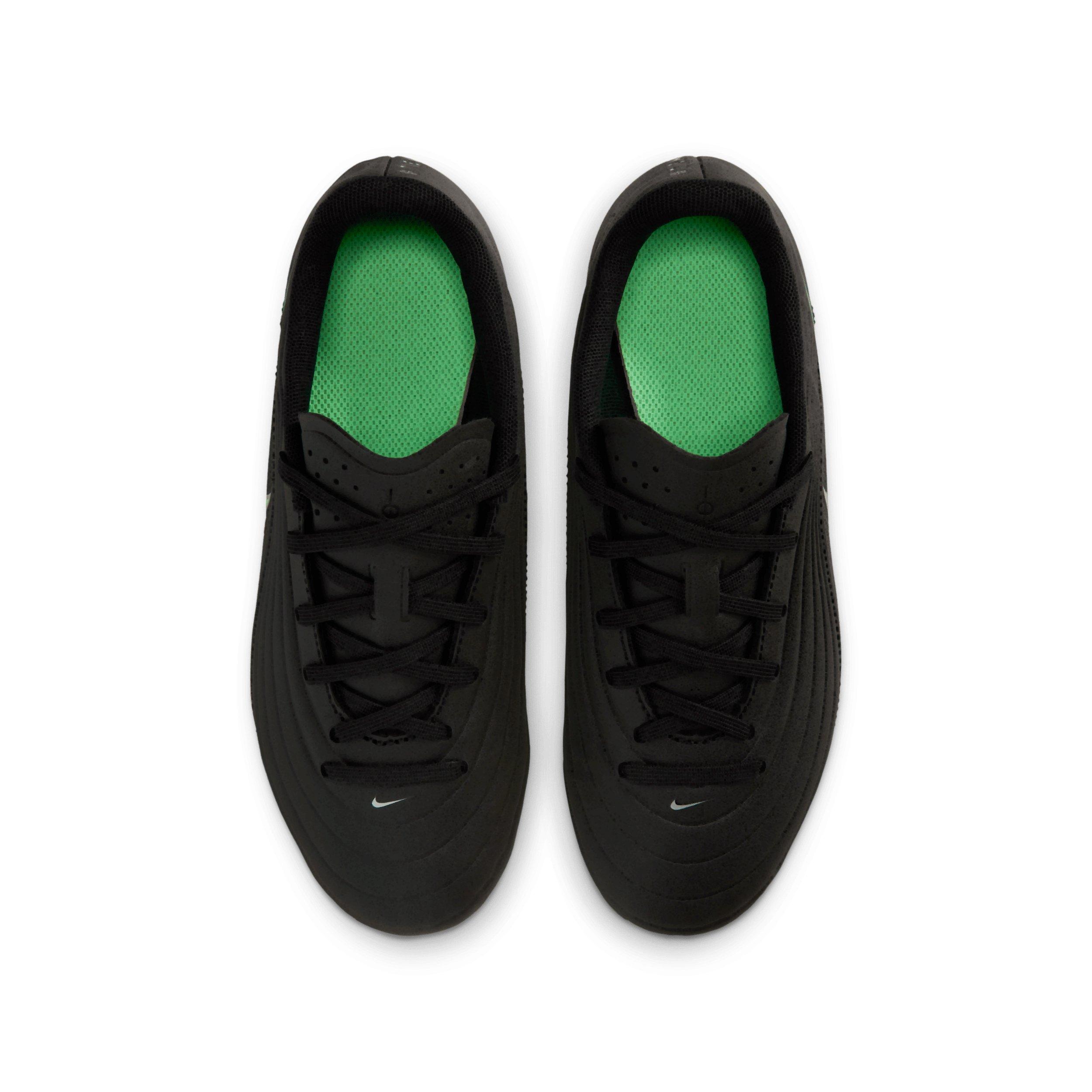 Nike Tiempo Maestro Club MG "Black/Black/Illusion Green" Grade School Kids' Soccer Cleat - BLACK/BLACK/GREEN Thumbnail View 4