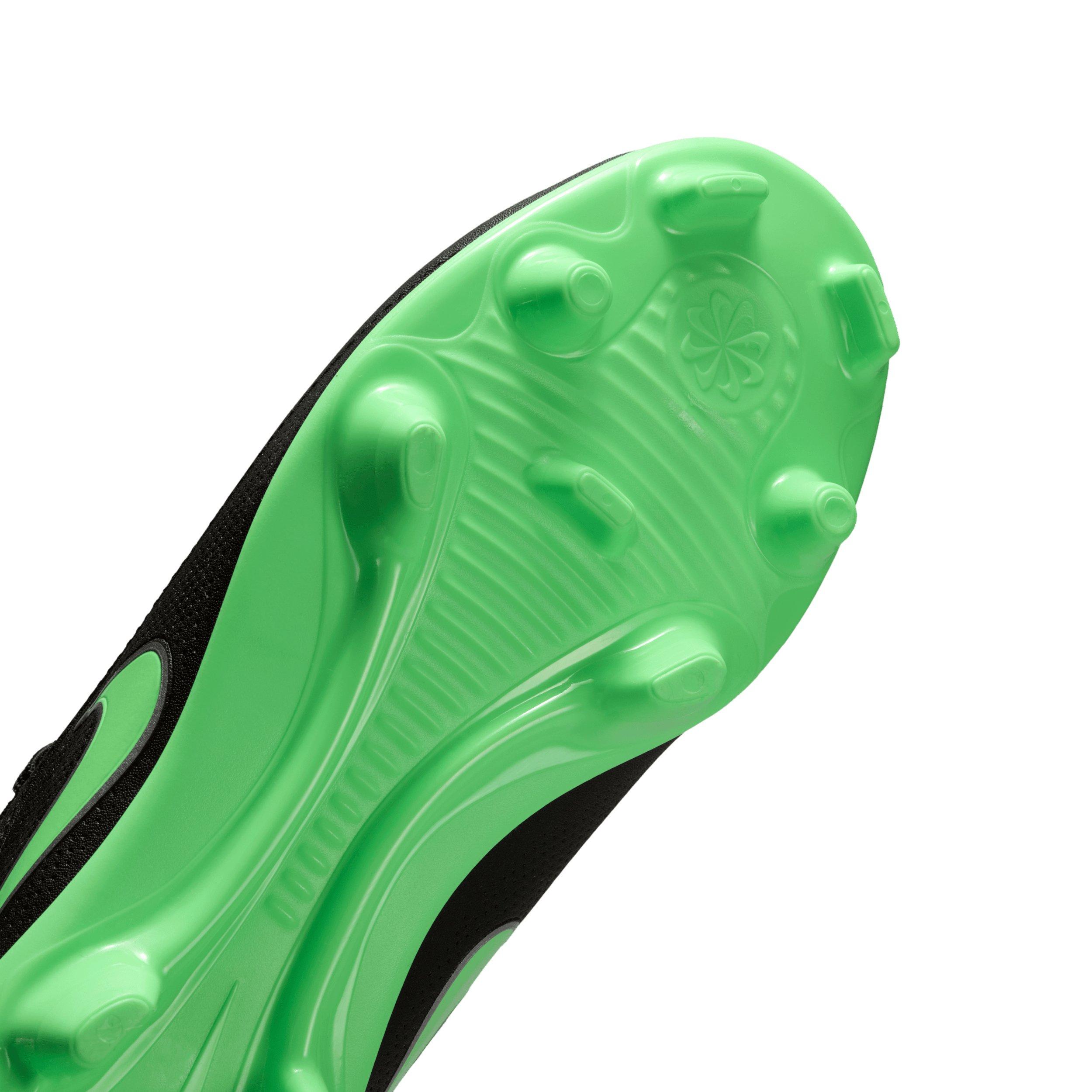 Nike Tiempo Maestro Club MG "Black/Black/Illusion Green" Grade School Kids' Soccer Cleat - BLACK/BLACK/GREEN Thumbnail View 7